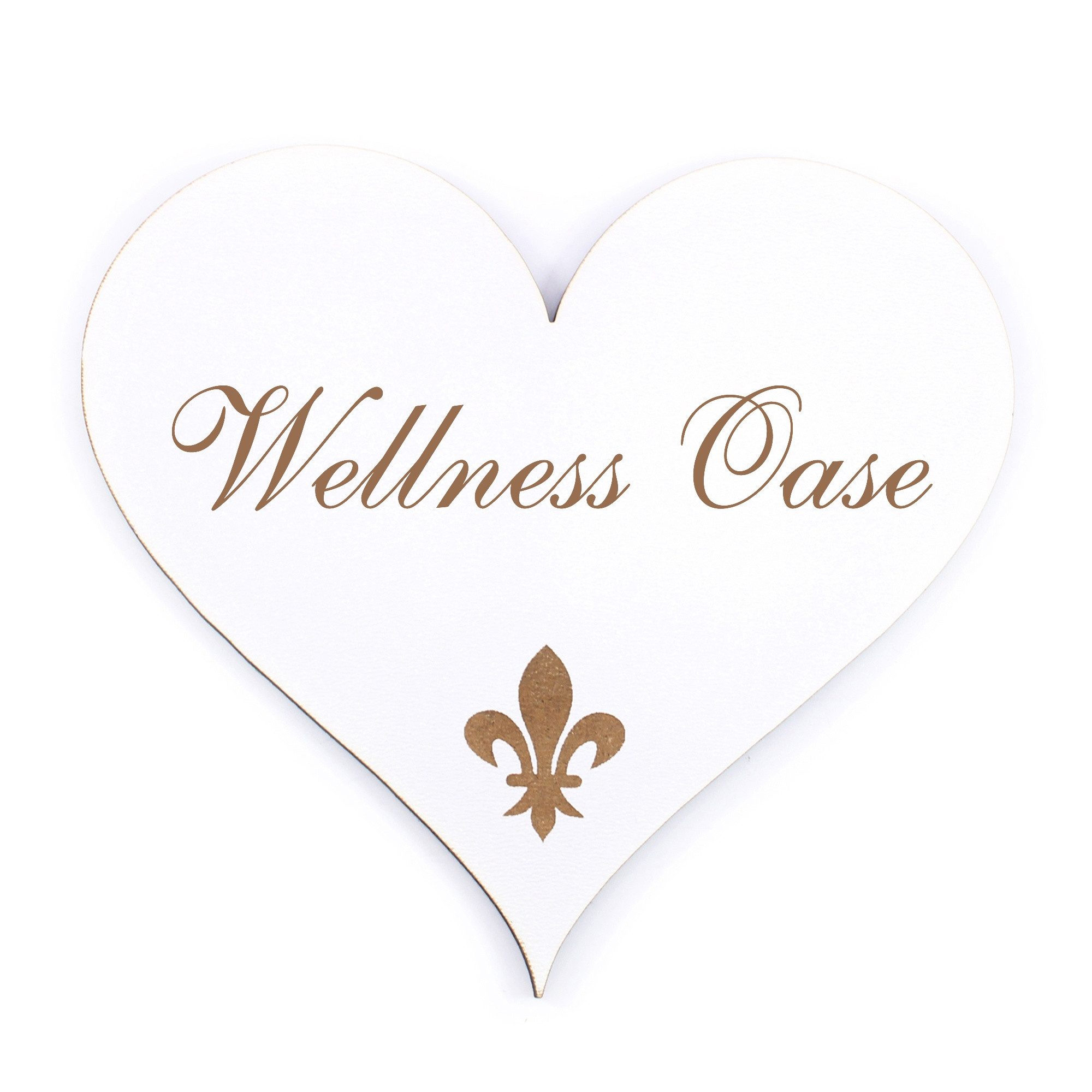 Dekolando Hinweisschild Türschild Herz - Wellness Oase - Schild 13 x 12 cm - Schilder Türschil
