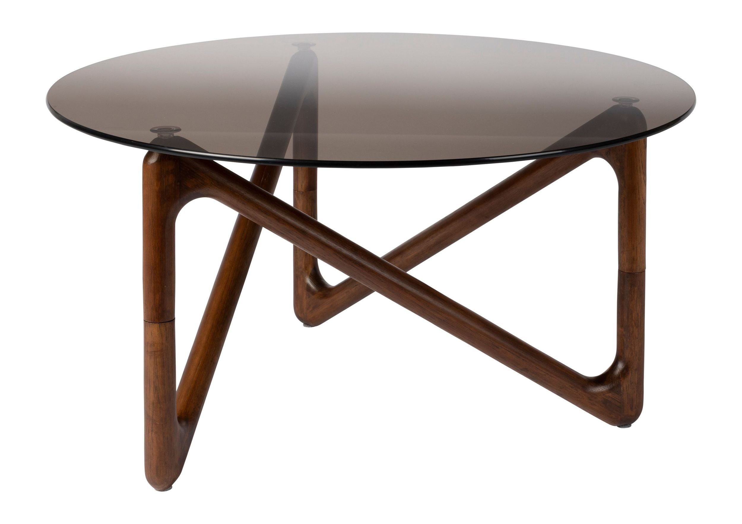 Dutchbone Couchtisch Couchtisch Naia Walnut mit Glasplatte und Eichenholzgestell, rund