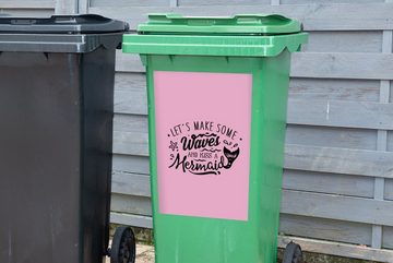 MuchoWow Wandsticker Meerjungfrau - Sprüche - Rosa (1 St), Mülleimer-aufkleber, Mülltonne, Sticker, Container, Abfalbehälter