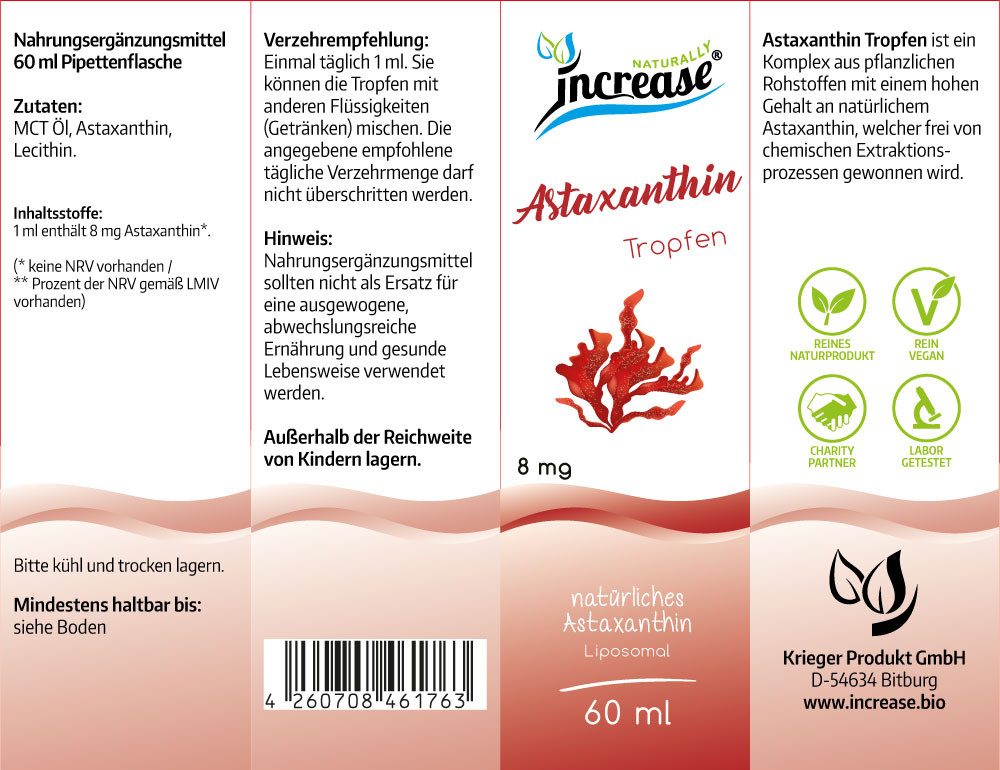 increase NATURALLY Liposomales Astaxanthin - 8mg Astaxanthin pro Tag Tropfen, 60 ml