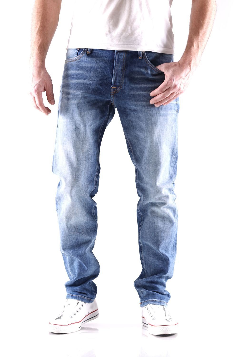 Jack & Jones Comfort-fit-Jeans Jack & Jones Mike Original JOS411 Men Herren Jeans Hose | Loose Fit Jeans
