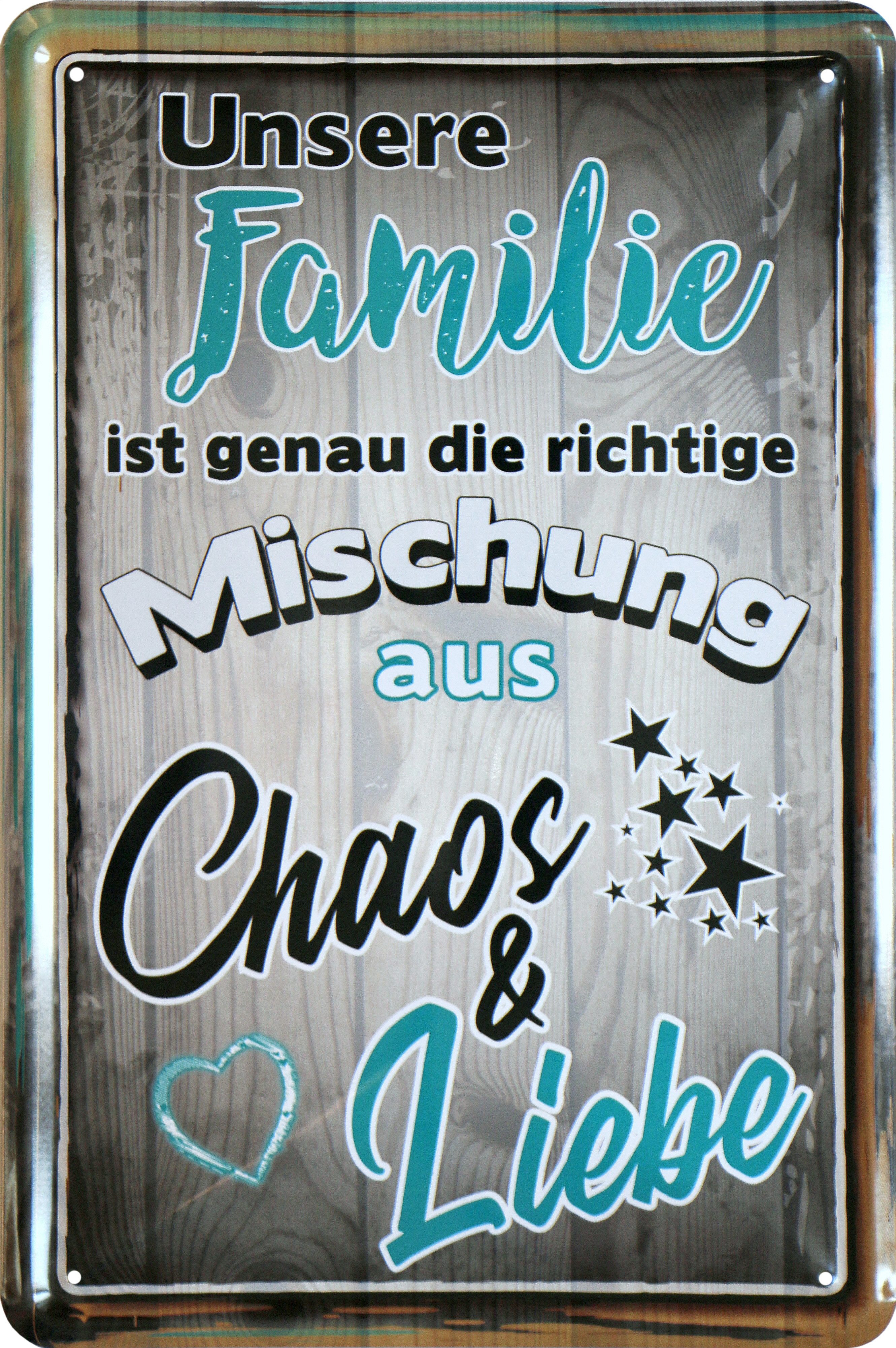 WOGEKA ART Metallbild Familie Chaos und Liebe 20 x 30 cm Retro