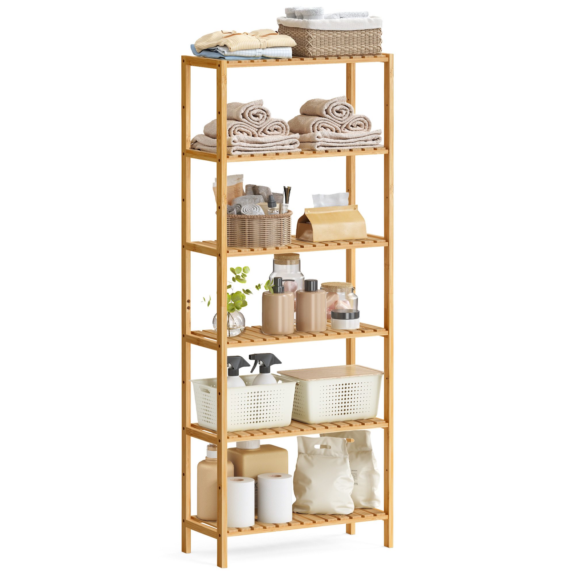 SONGMICS Badregal Badezimmerregal Küchenregal Schuhregal Standregal, mit 6 günstig online kaufen
