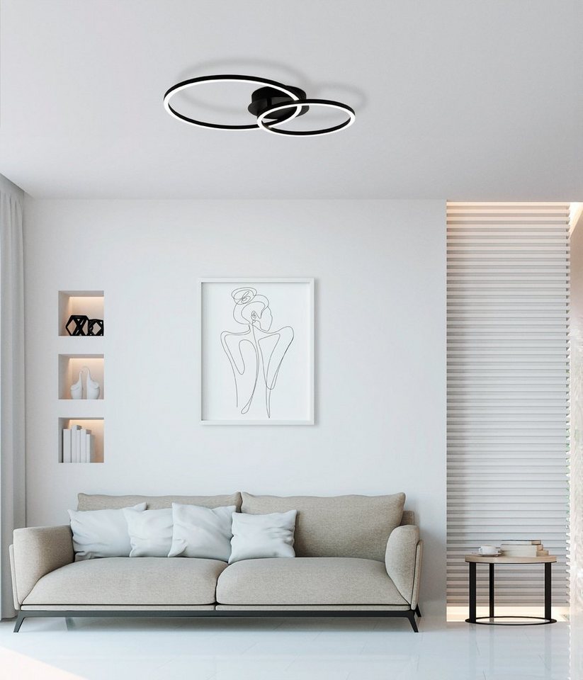 EGLO LED Deckenleuchte Palmaves, LED fest integriert, Warmweiß,  Wohnzimmerlampe, Deckenlampe, Küchenlampe, LED Schlafzimmerlampe