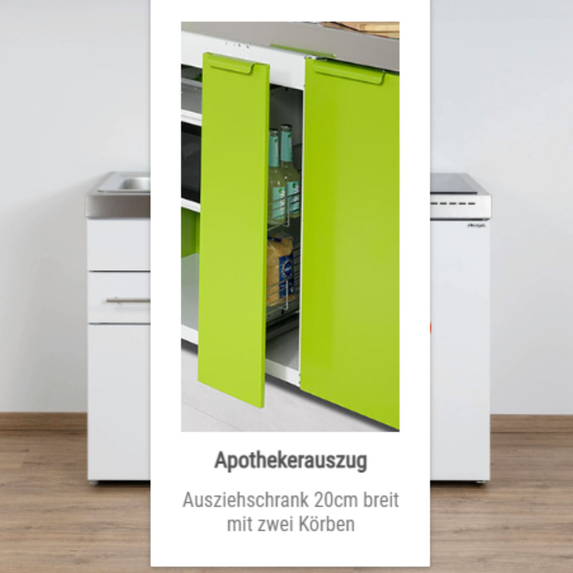 Stengel Küchenzeile 120 cm Premiumline MP 120 A Singleküche mit E-Geräten, Küchenblock mit Spüle, E-Geräten: Kühlschrank, Induktionskochfeld