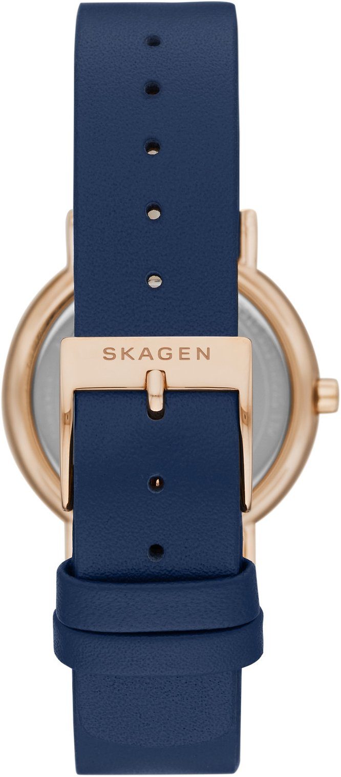 SKAGEN Quarzuhr SIGNATUR LILLE SKW2838, Armbanduhr, Damenuhr, analog, Lederarmband