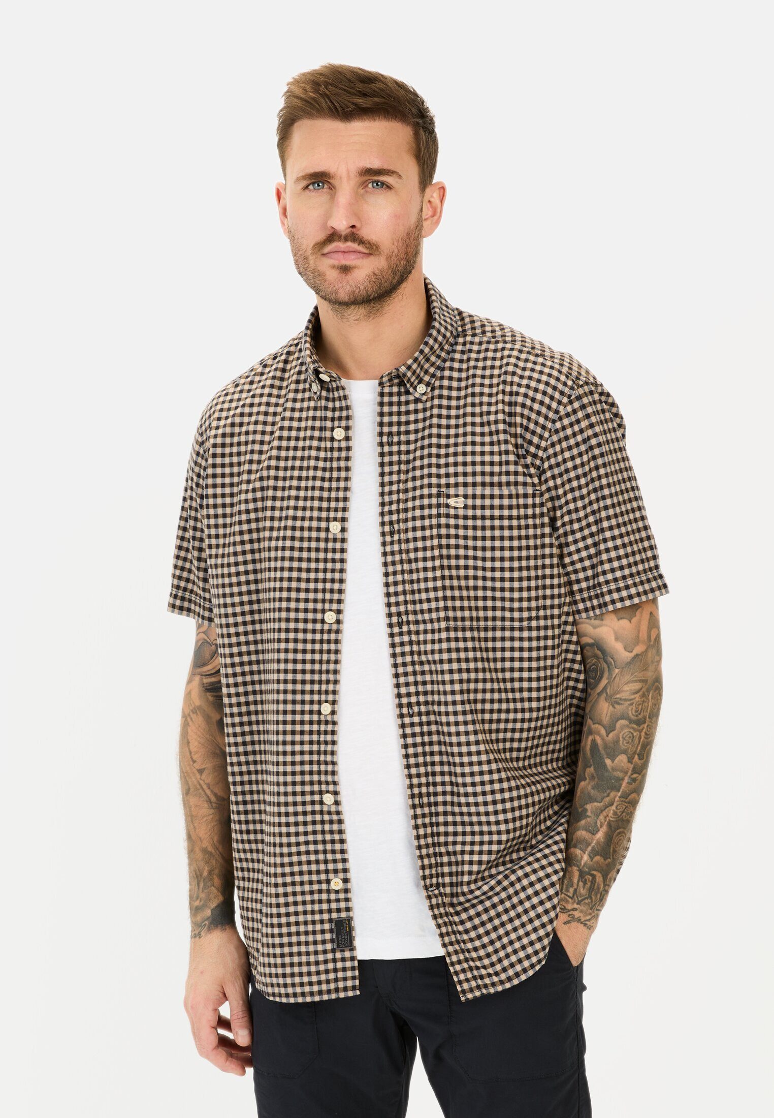camel active Kurzarmhemd aus Baumwolle Kurzarm Button-Down Button-Down günstig online kaufen