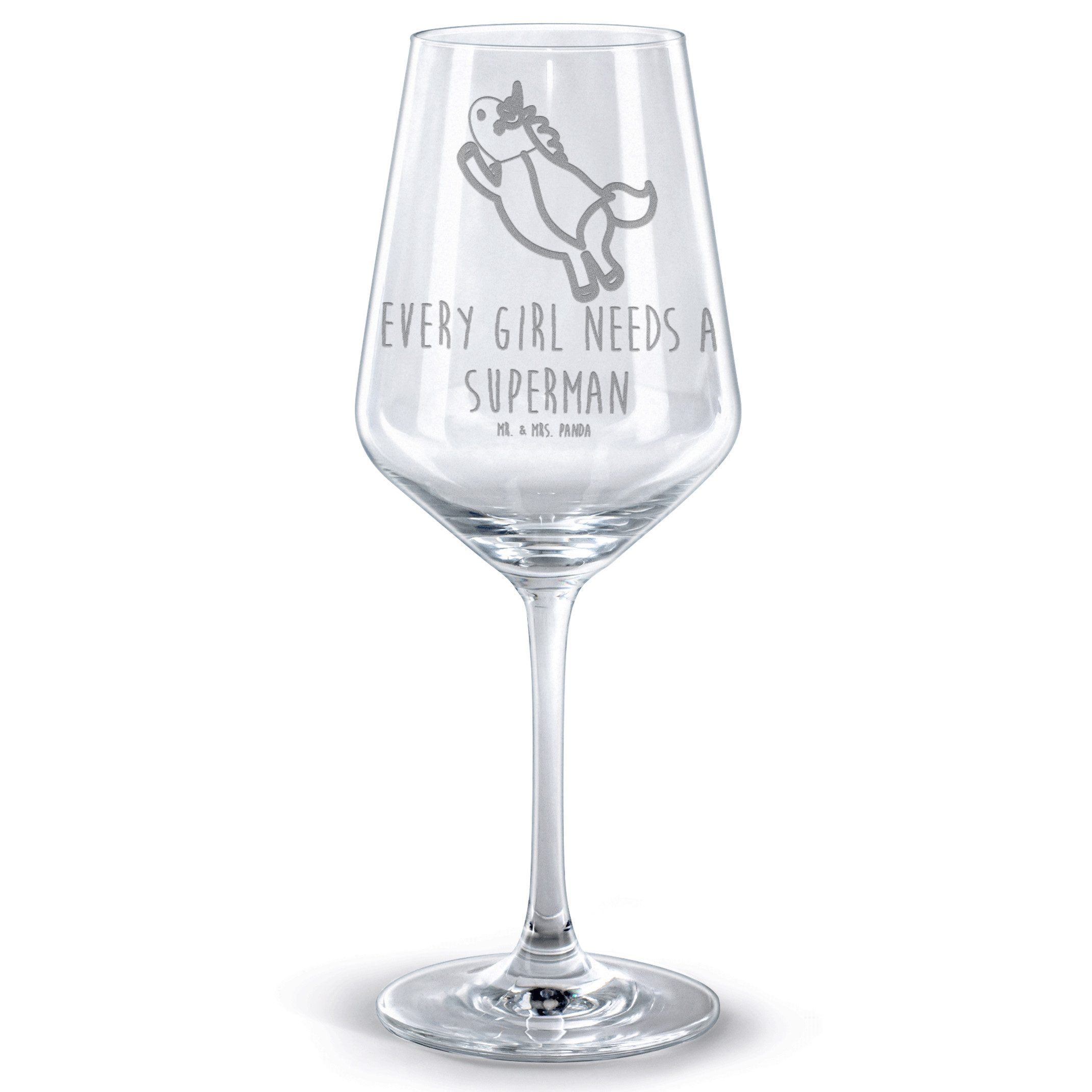 Mr. & Mrs. Panda Rotweinglas Einhorn Super - Transparent - Geschenk, Girl, Weinglas mit Gravur, Fr, Premium Glas, Stilvolle Gravur