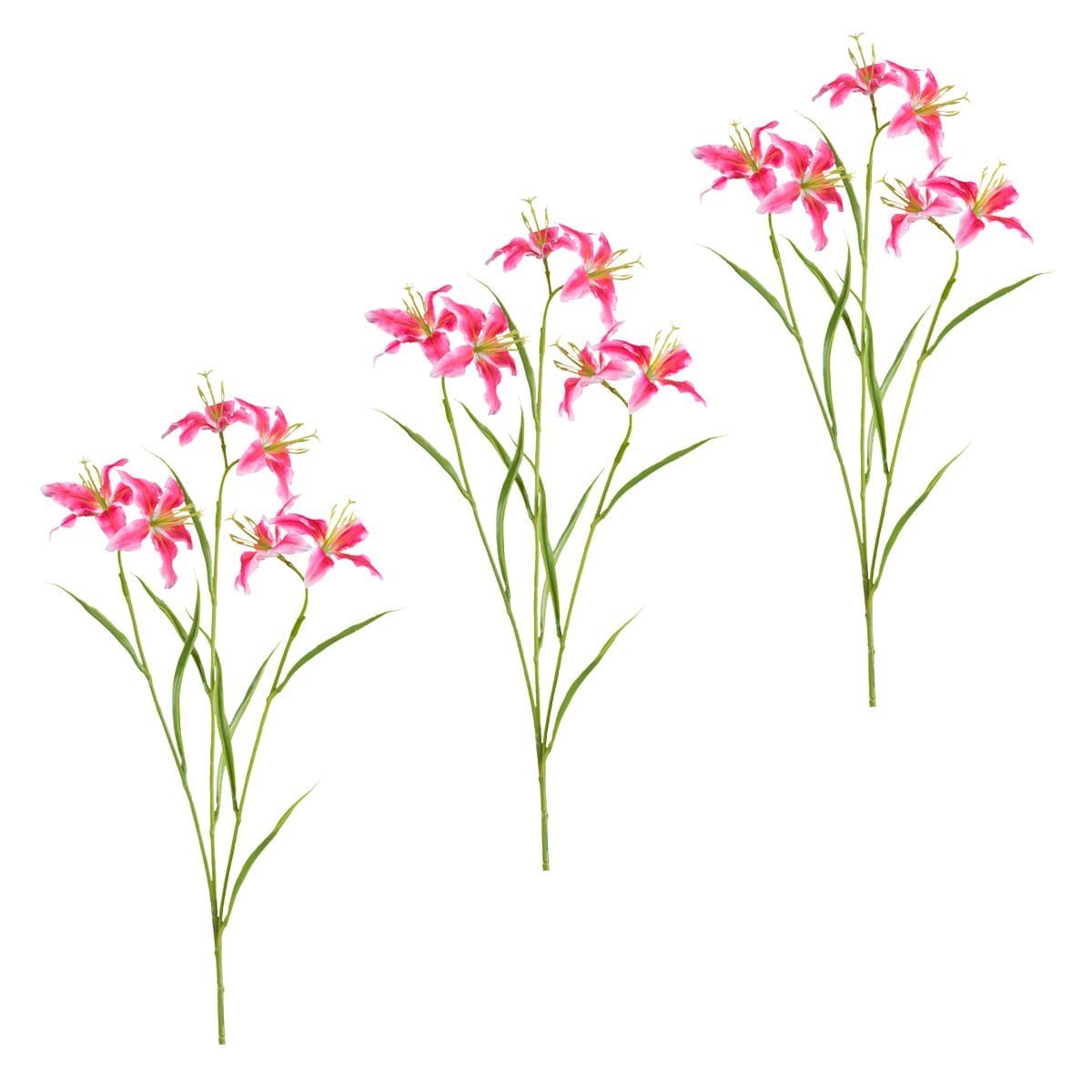 Kunstblume Künstliche Lilien im Set Kunstblumen in rosa 64 cm
