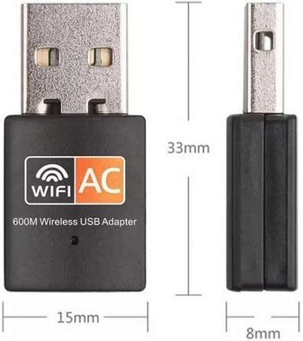 Olotos WLAN-Stick WLAN Stick Dual Band USB WiFi 802.11AC Adapter 600Mbit Dongle, AC600Mbit/s WLAN DualBand(433Mbps 5GHz/150Mbps 2,4GHz)