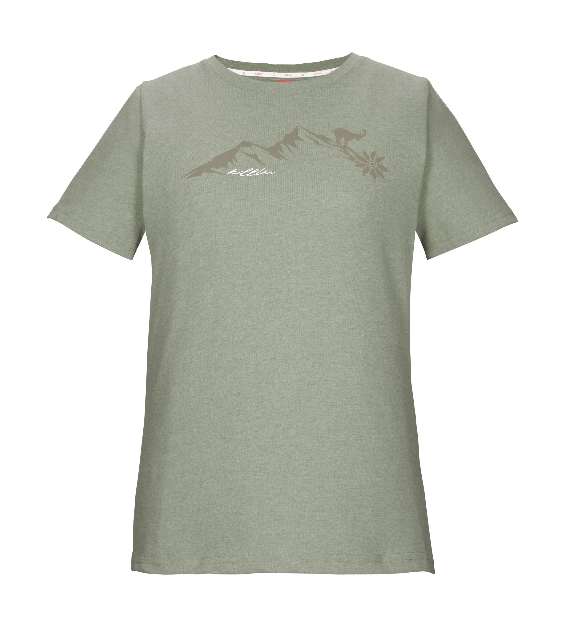 Killtec T-Shirt KOS 194 WMN TSHRT Vielseitiges Damen T-Shirt mit Melange-Optik und Bergprint