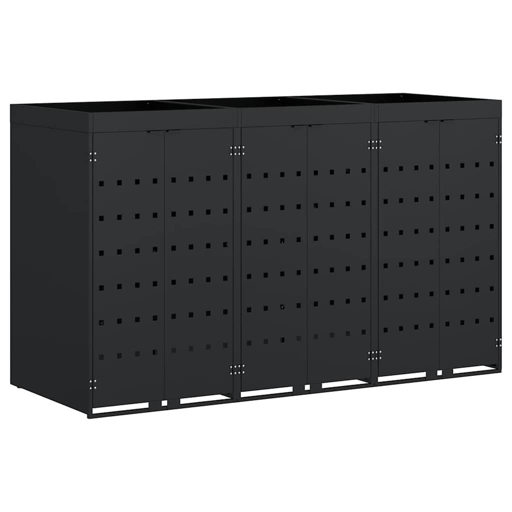 vidaXL Mülltonnenbox Wagenmüllbehälter für 3 Behälter Schwarz 204 x 77,5 x 121,5 cm (1 St)