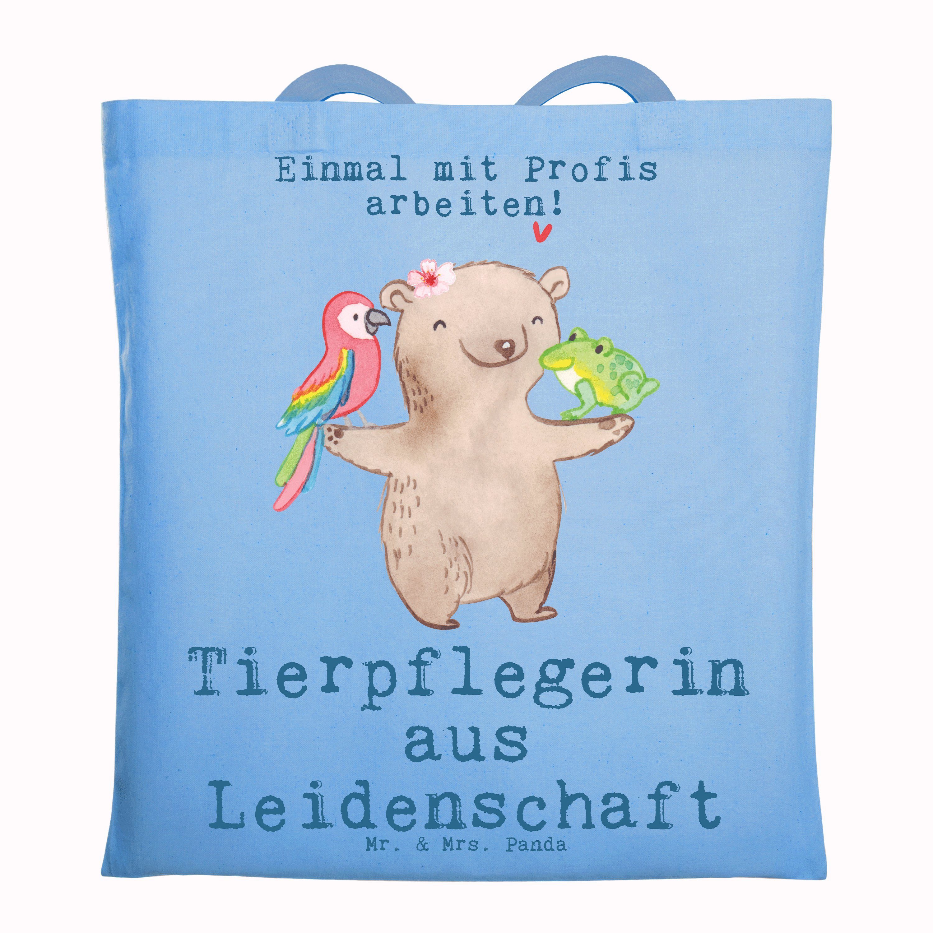 Mr. & Mrs. Panda Tragetasche Tierpflegerin Leidenschaft, totebag, Sky Blue, Tote Bag, Tasche, stof (Packung), umhängebeutel schultertasche baumwolle Laptoptasche