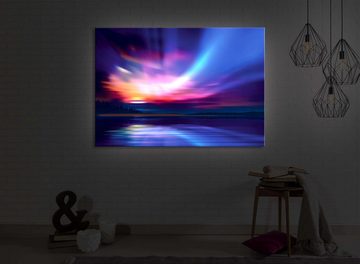 lightbox-multicolor LED-Bild Nordische Polarlichter front lighted / 60x40cm, Leuchtbild mit Fernbedienung