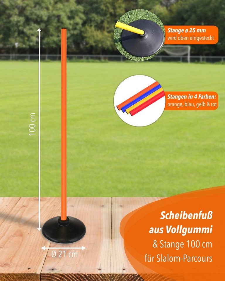Thumbnail - SPORTIKEL24 Agility-Slalom Scheibenfuß Slalomset mit Stange 100 cm Farbe Gelb, Kunststoff