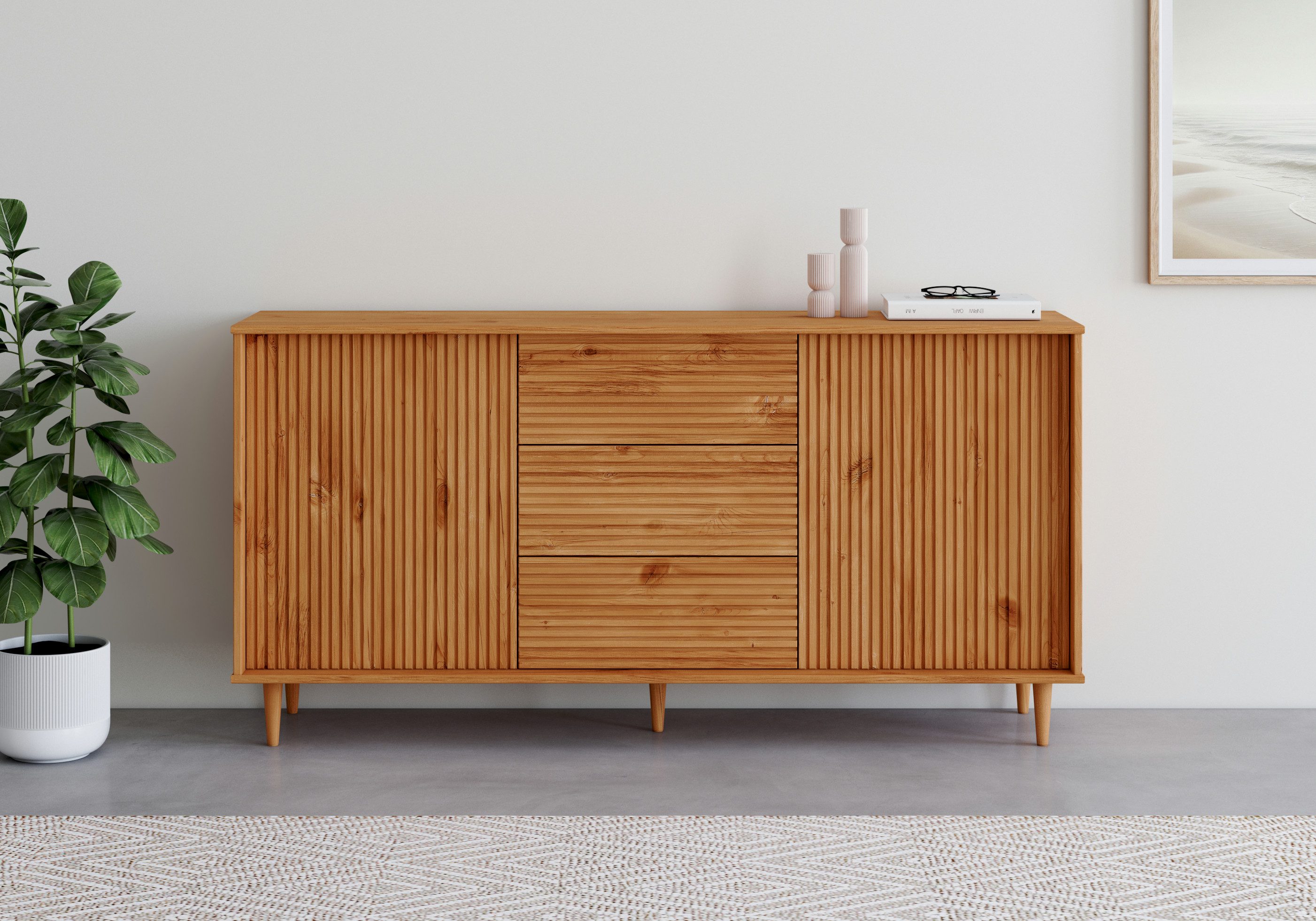 Sideboard Malmedy Front mit gefrästen Rillen
