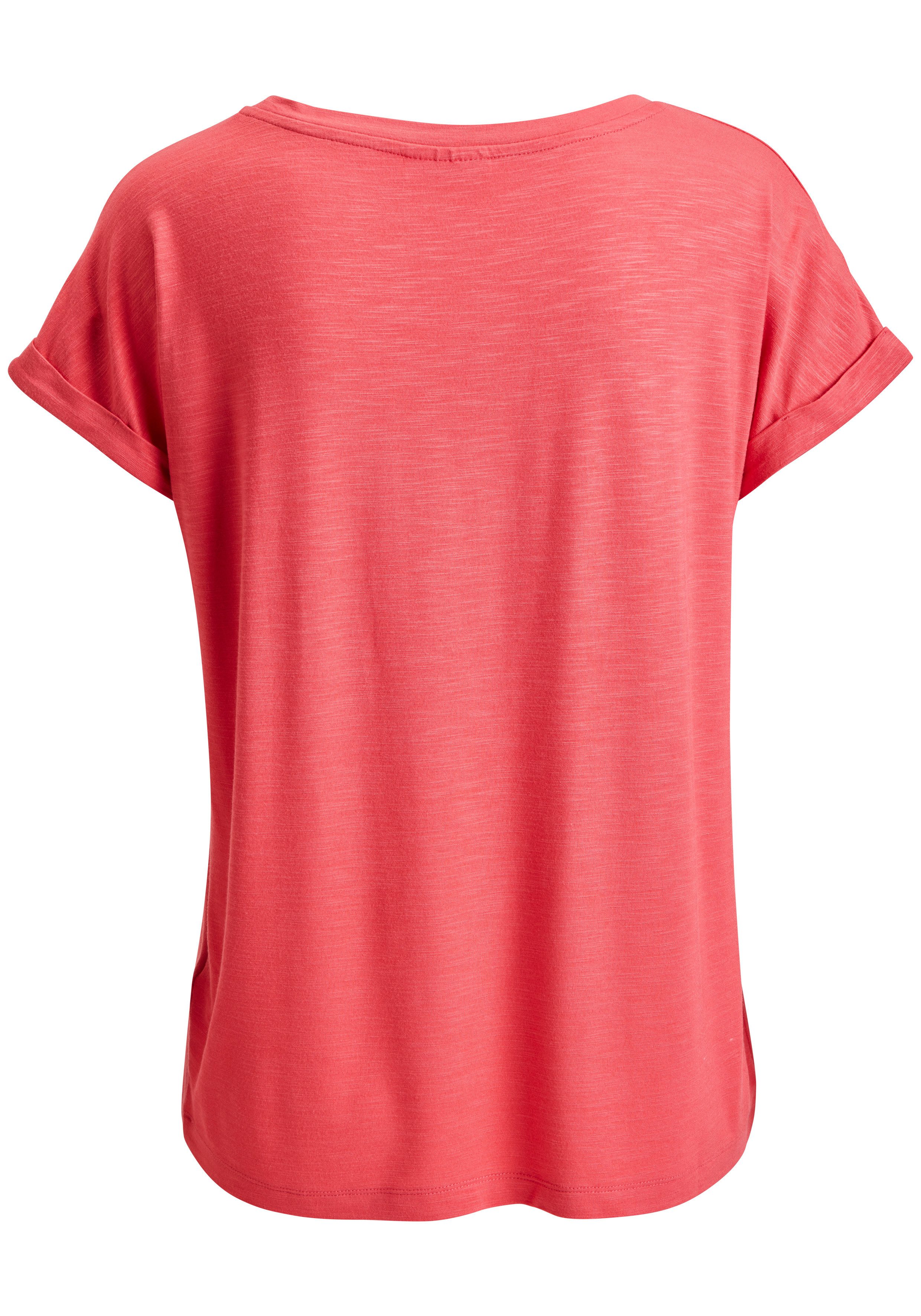 Beachtime by Lascana V-Shirt mit fixiertem Ärmelumschlag aus Viskose-Qualität – Bild 4 von 5