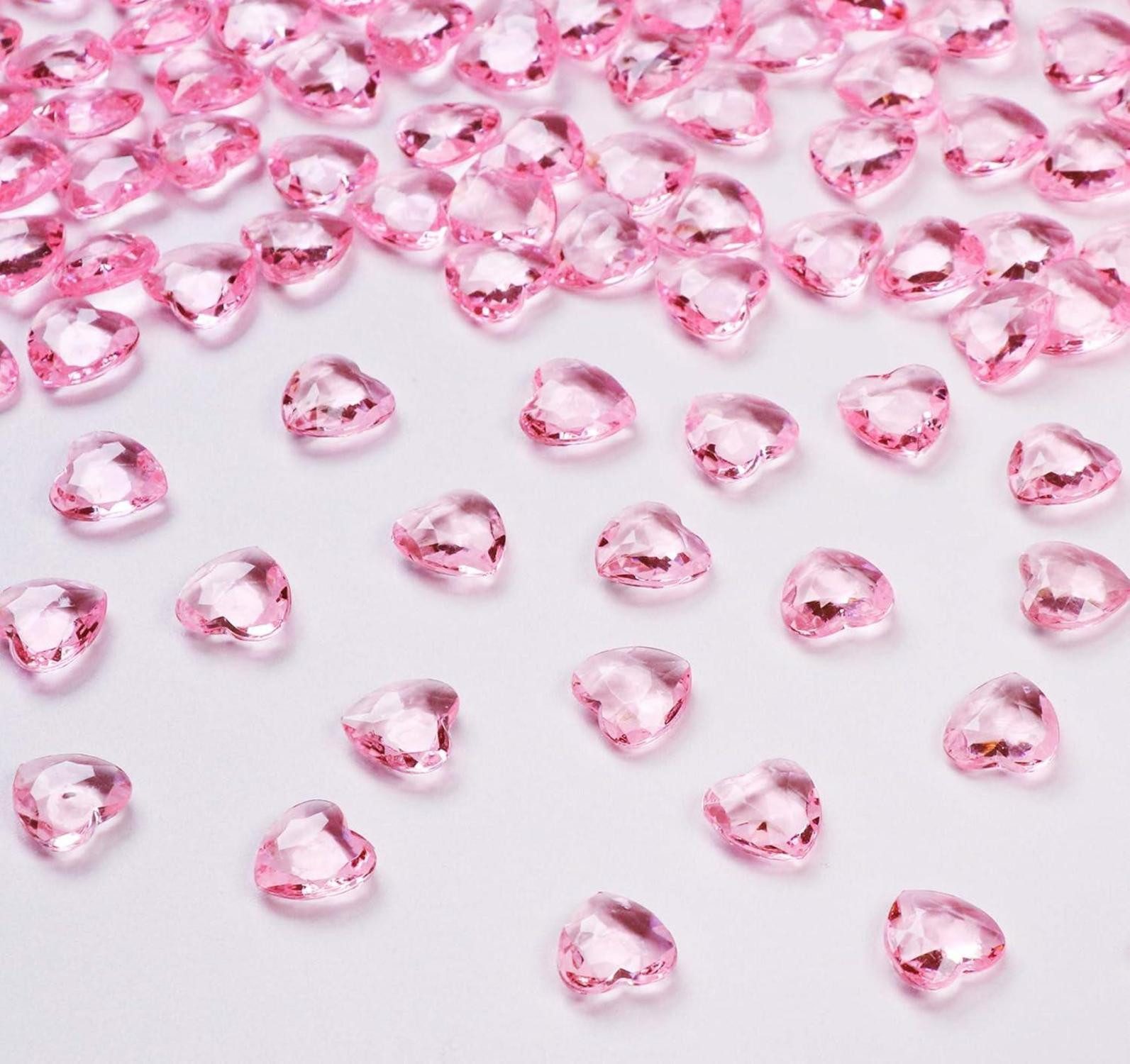LuxusKollektion Glas 500 Stück 12mm Rosa Herz Diamantkristalle Streudeko Hochzeit Festliche