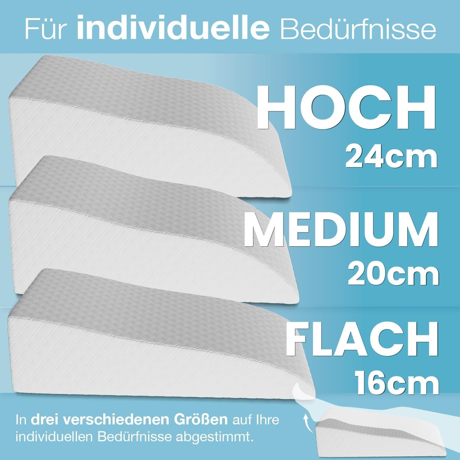 ELONEO Lagerungskissen für Beine, Venenkissen, Funktionskissen, abnehmbarer & waschbarer Bezug – Bild 4 von 5