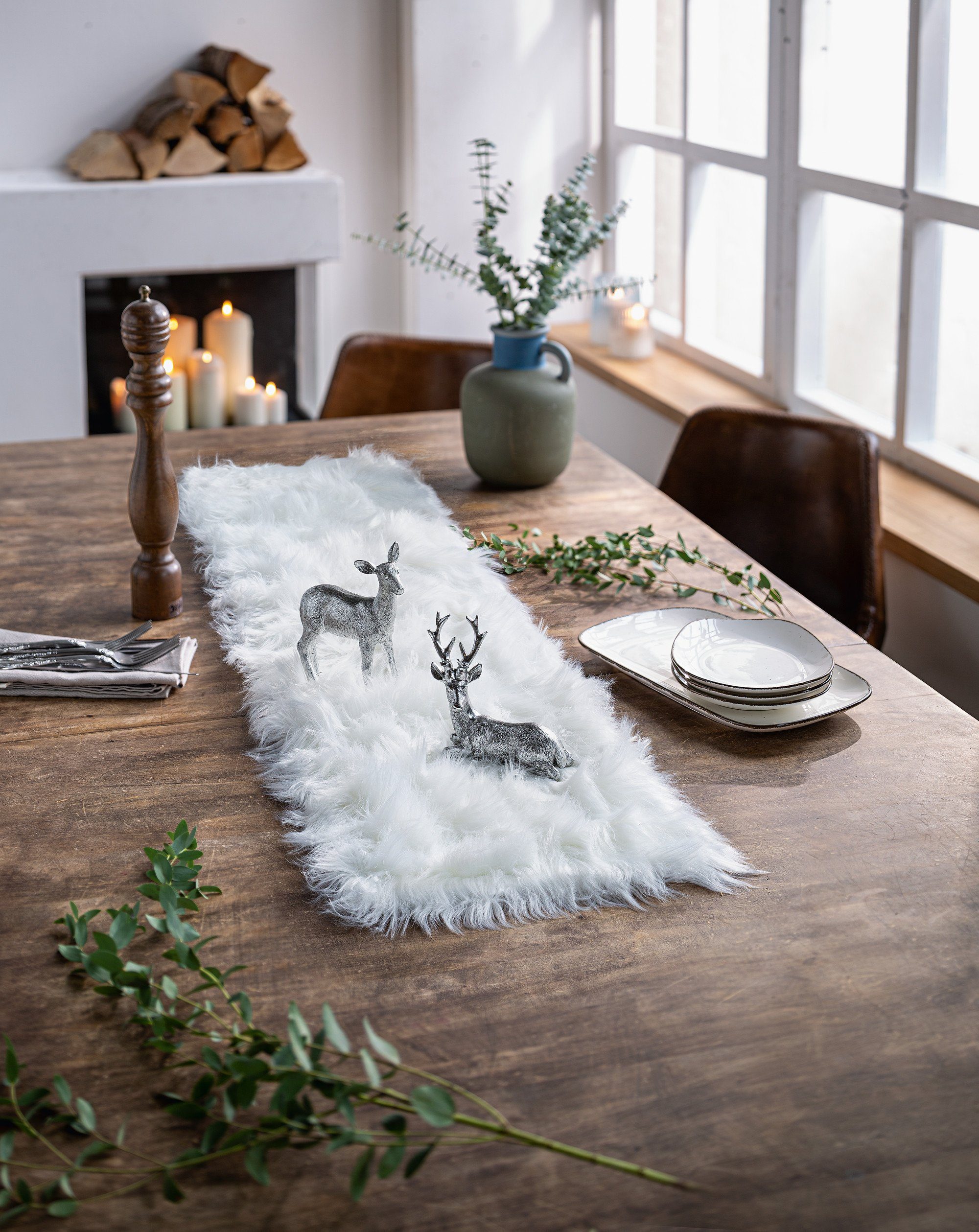 Dekoleidenschaft Tischläufer »Tischläufer aus Kunstfell, creme / weiß,  30x120 cm«, flauschig weich online kaufen | OTTO