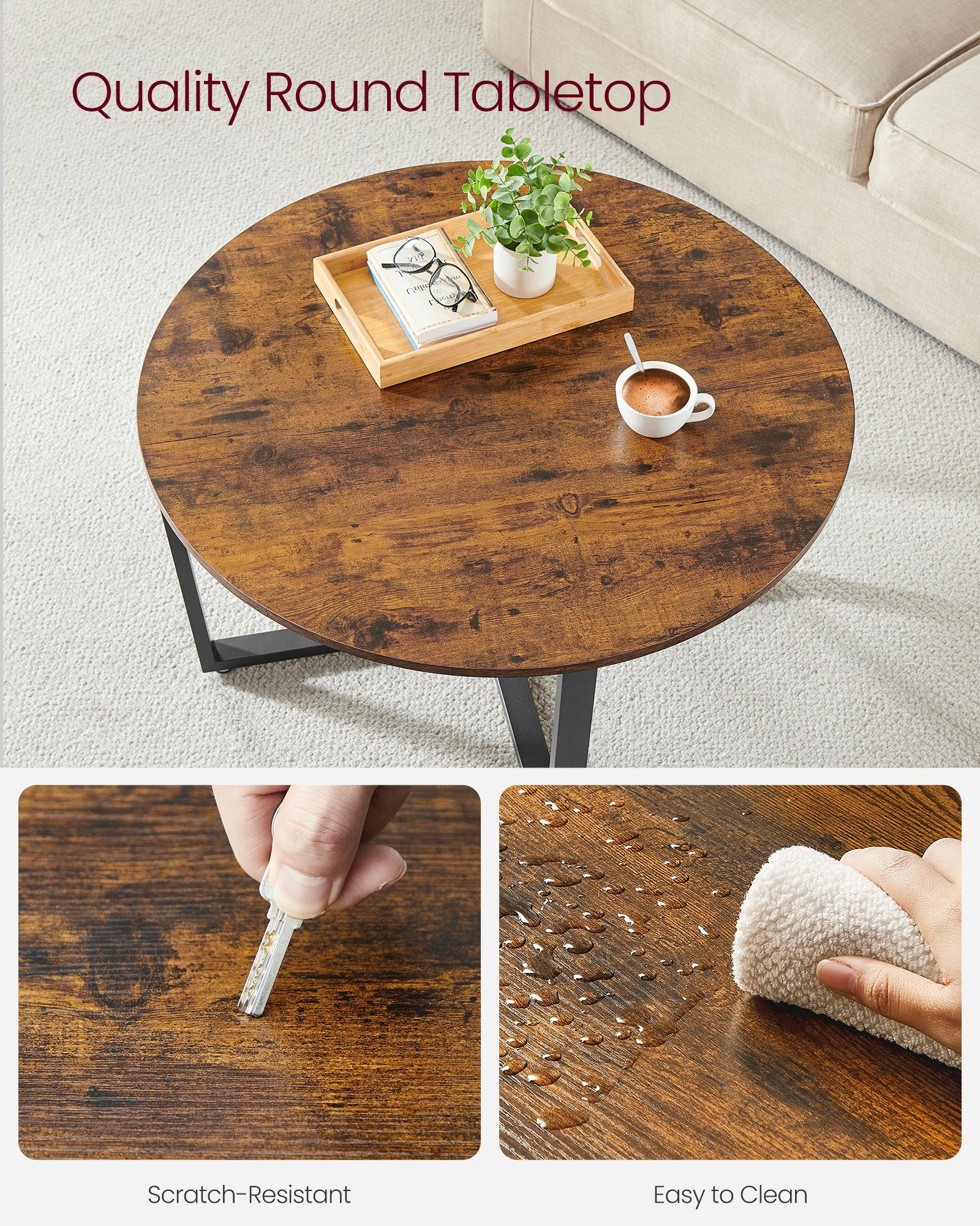 VASAGLE Couchtisch, Kaffeetisch, Ø88 x 47 cm, für Wohnzimmer günstig online kaufen