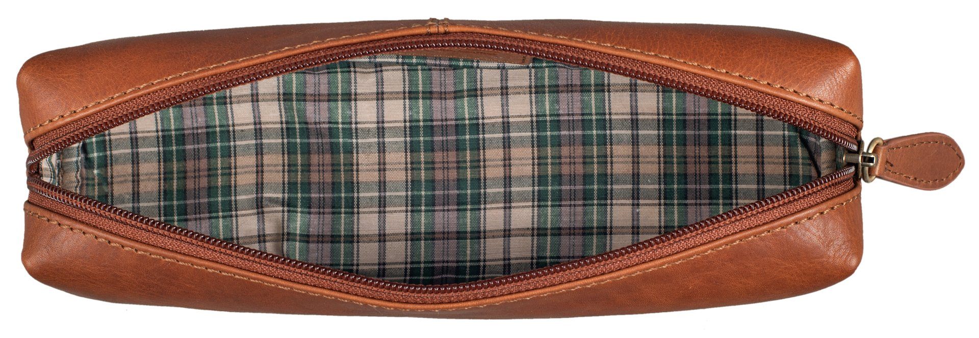 Benthill Federmäppchen Echt Leder Federmappe Leder Vintage Federmäppchen Kosmetiktasche, Reißverschlussfach – Bild 4 von 5