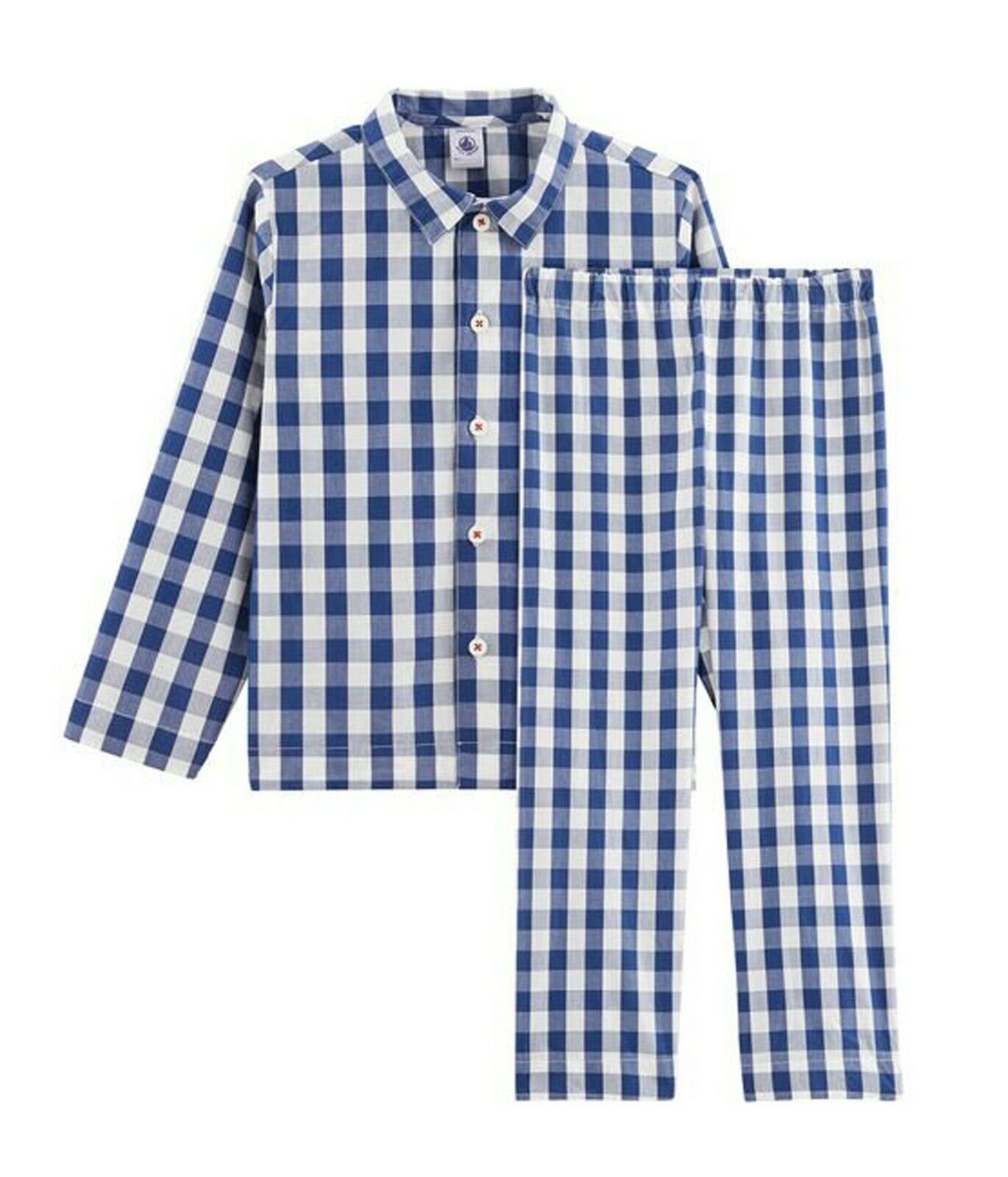blau Pyjama Petit Petit Bateau Bateau Twill Pyjama weiß