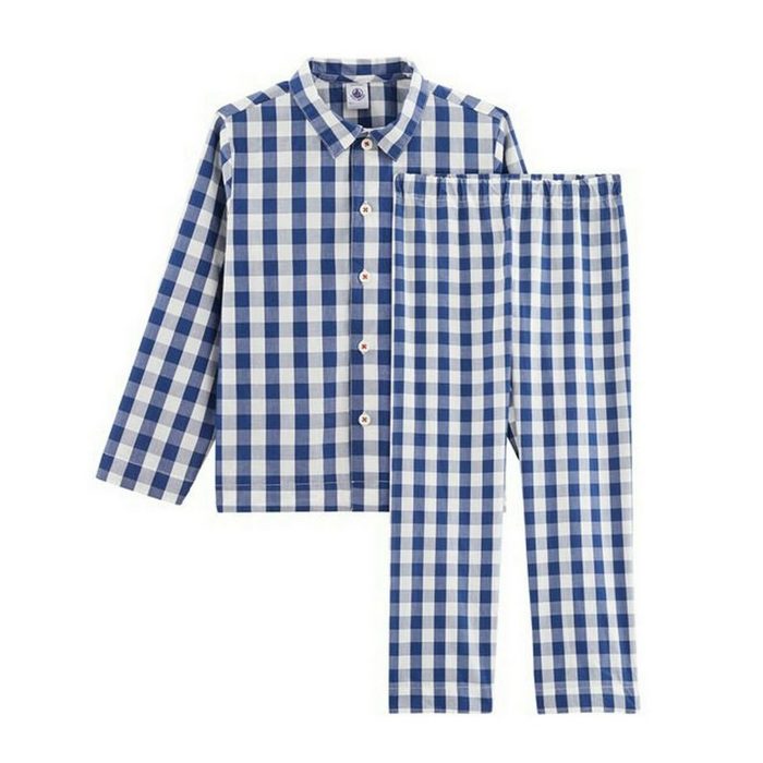 Petit Bateau Pyjama Petit Bateau Twill Pyjama blau weiß