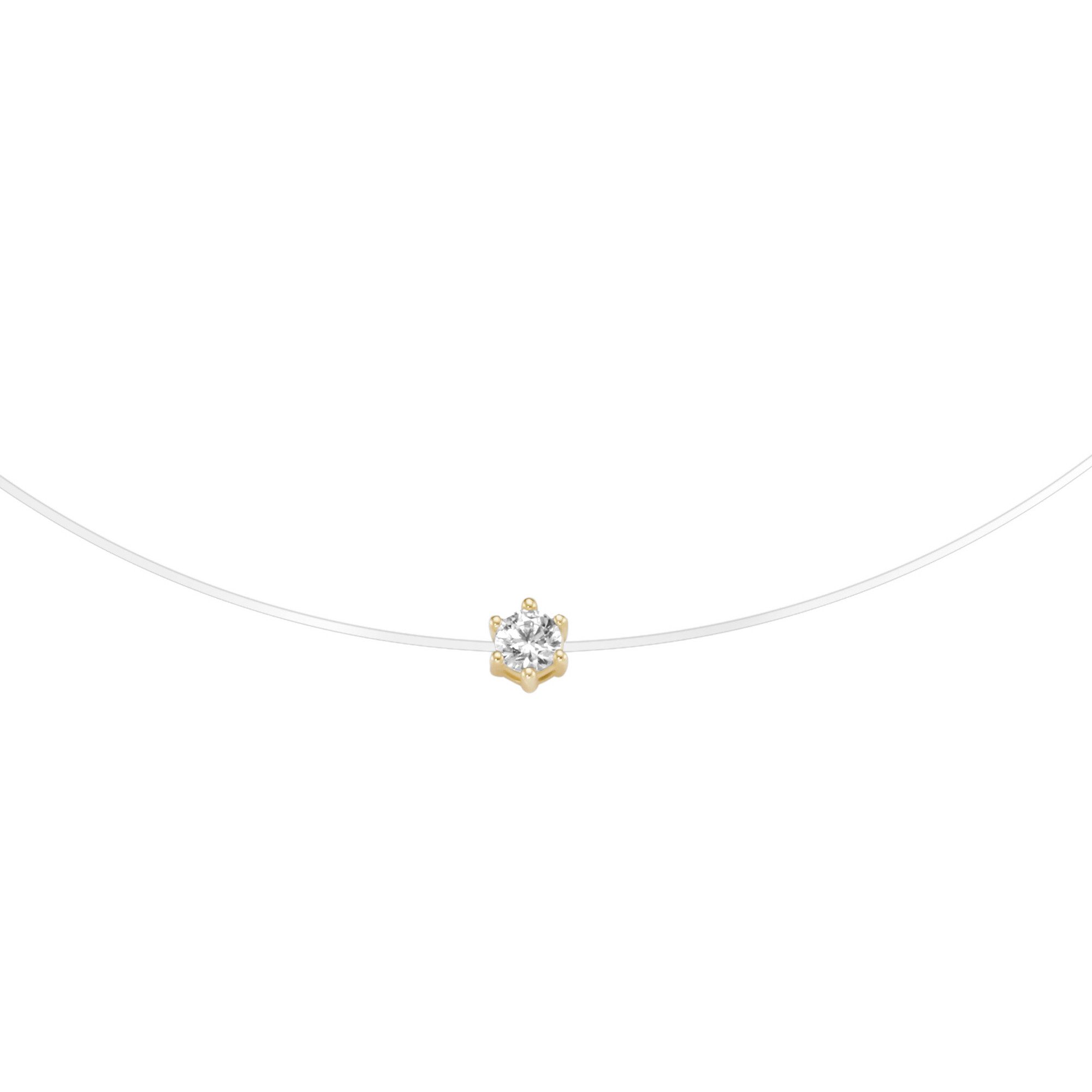 Luigi Merano Collier schwebender Anhänger mit Zirkonia, Gold 375