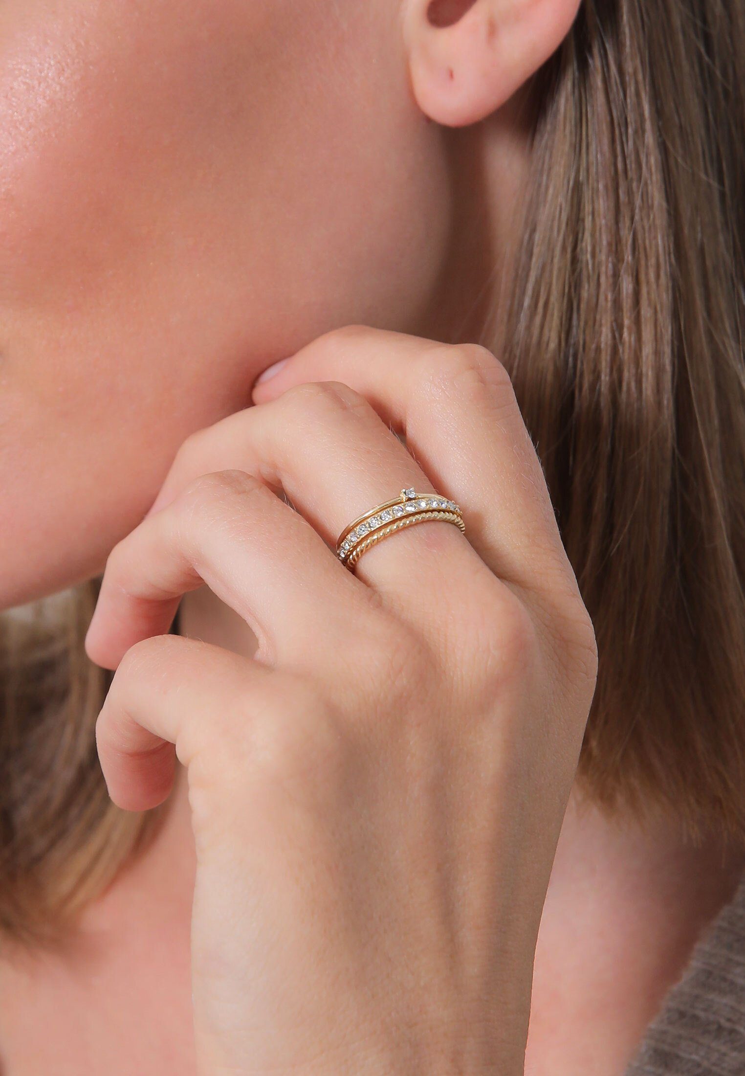 Elli Solitärring Set mit Kristallen von Swarovski®Schmuck 925 Silber – Bild 4 von 5