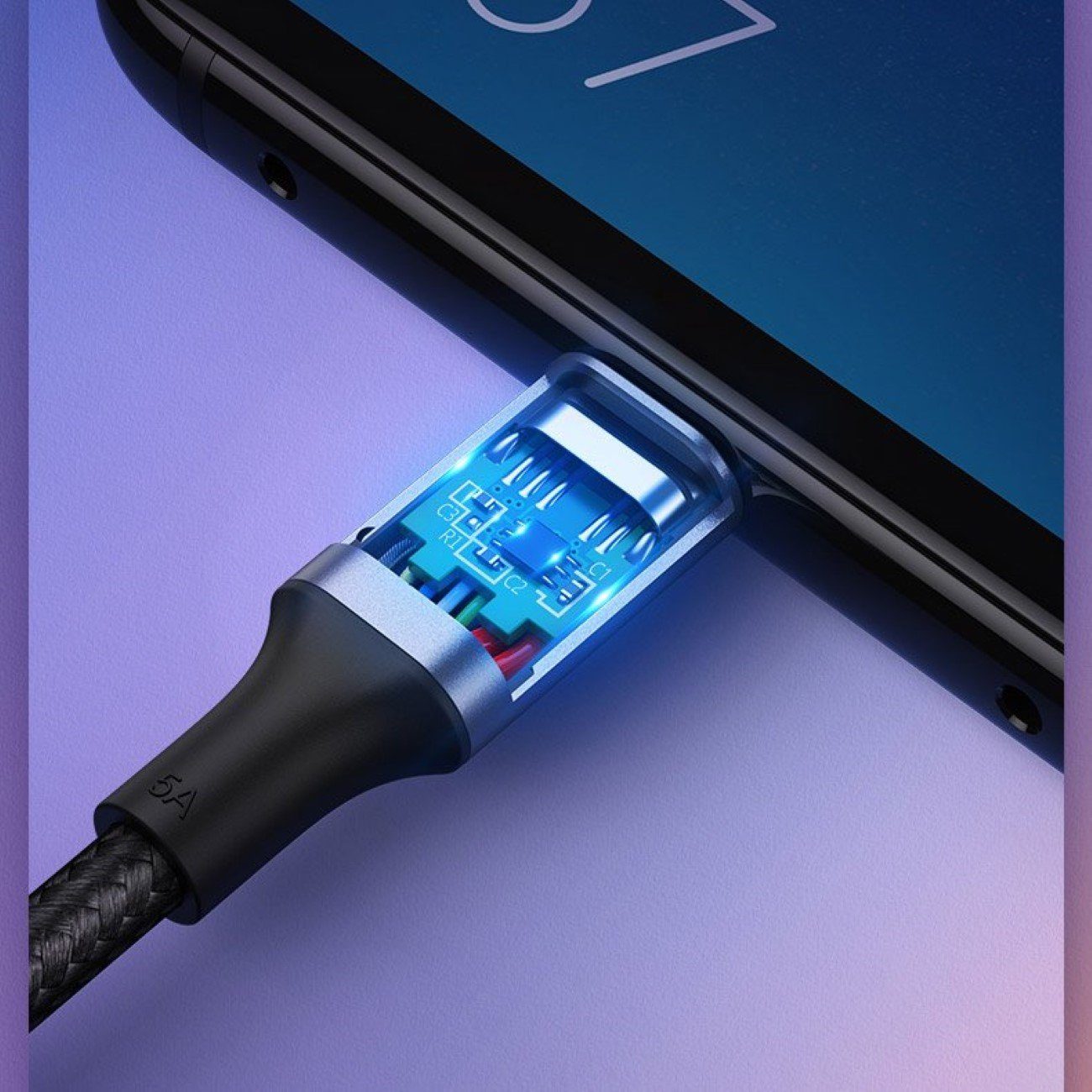 UGREEN Kabel USB Typ C 100 W Power Delivery Quick Charge 3.0 Kabel grau Smartphone-Kabel, (200 cm) – Bild 3 von 5