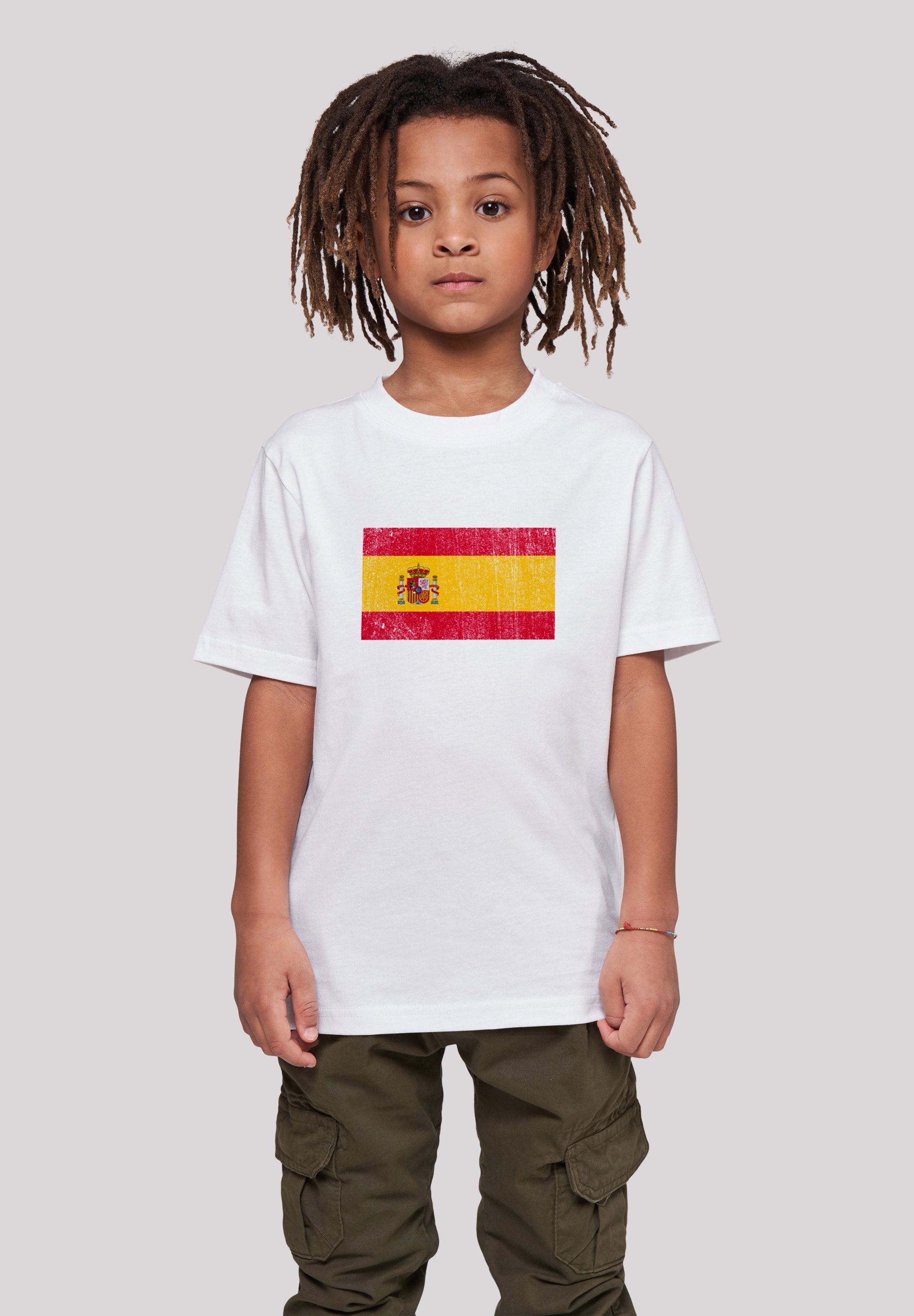 F4NT4STIC T-Shirt Spain Spanien Flagge distressed Print weiß