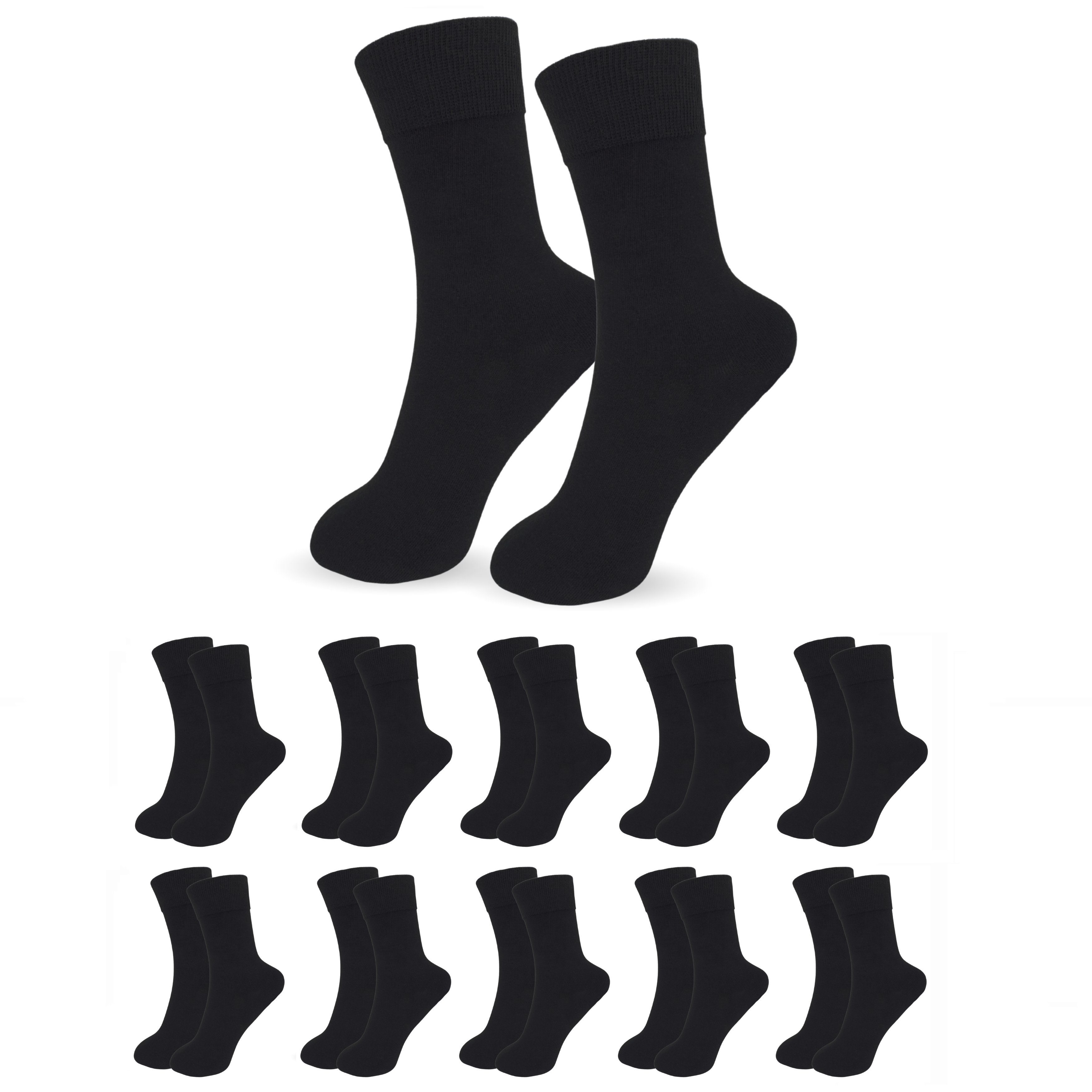 SO.I Businesssocken Herrensocken Lange Freizeit-Socken für Herren aus Baumwolle (Größen: 39-46, 5-15er Pack) Atmungsaktiver Stoff 10x Schwarz