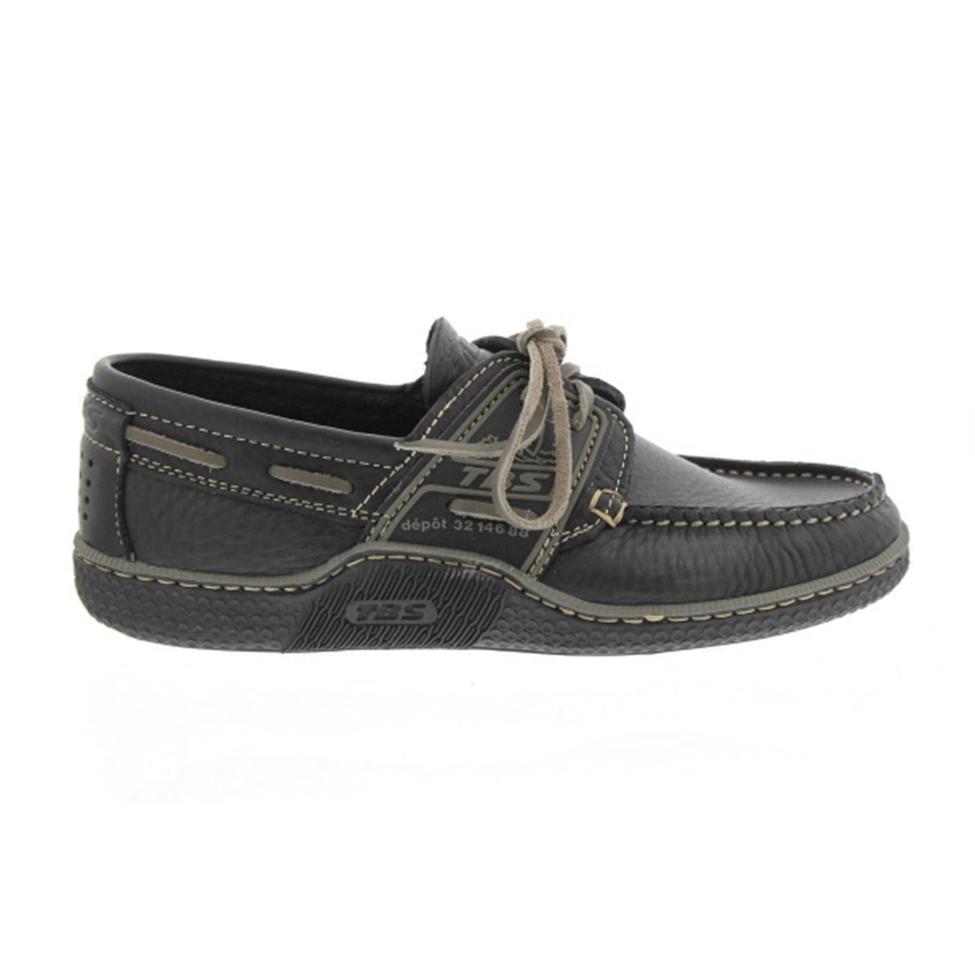 tbs TBS Globek Segelschuh, Bateau Full Grain Leather, Noir - Dauphin B8B44 Bootsschuh