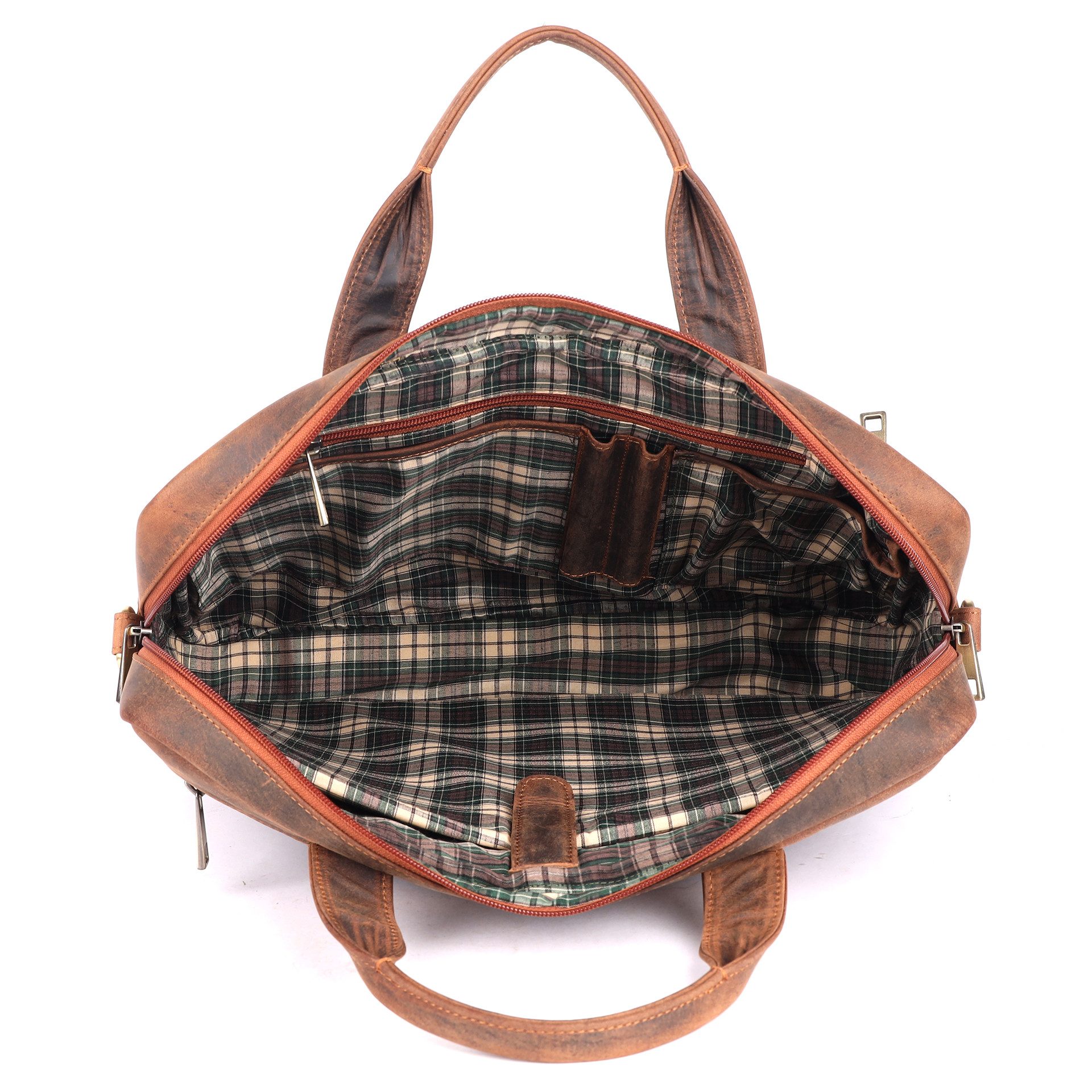 Benthill Aktentasche Echt Leder Laptoptasche Büro Tasche Umhängetasche Schultertasche, Schultergurt / Umhängegurt Reißverschlussfach – Bild 4 von 5