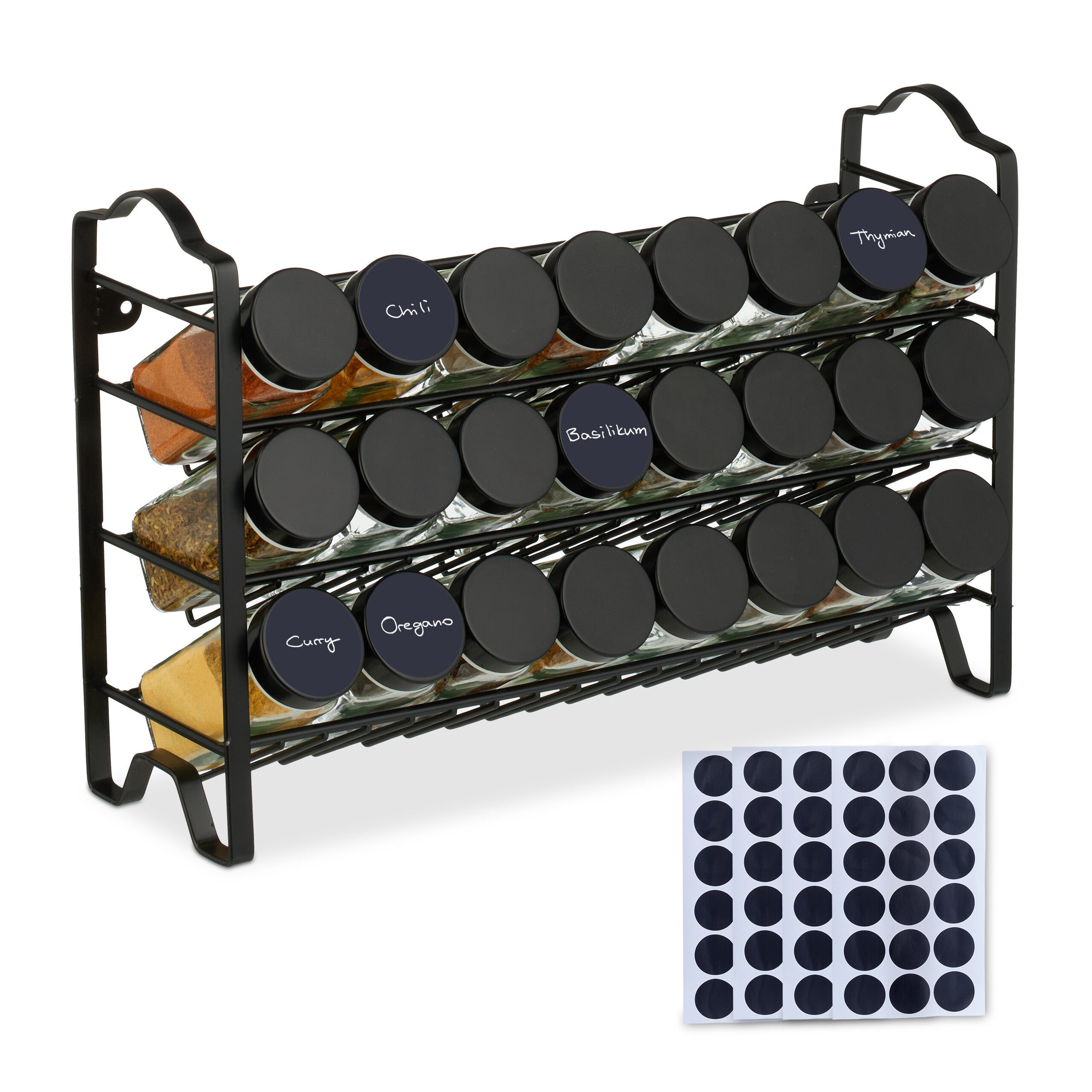 relaxdays Gewürzständer Gewürzregal mit 24 Gläsern, günstig online kaufen