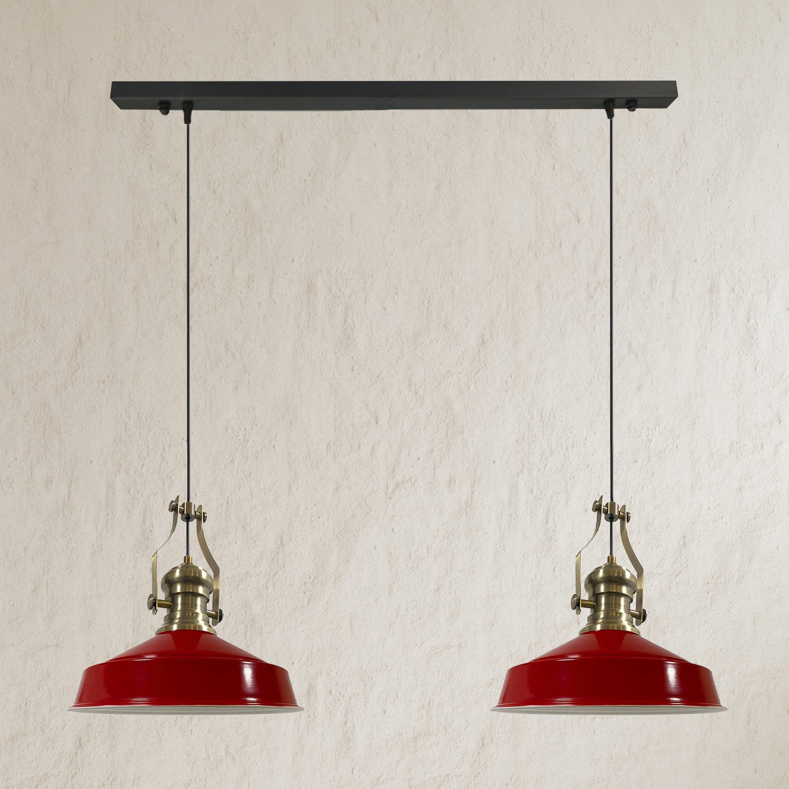 Bamyum Pendelleuchte Asletl Hängelampe aus Metall 2 Flammige, E27, Vintage Lampe, ohne Leuchtmittel
