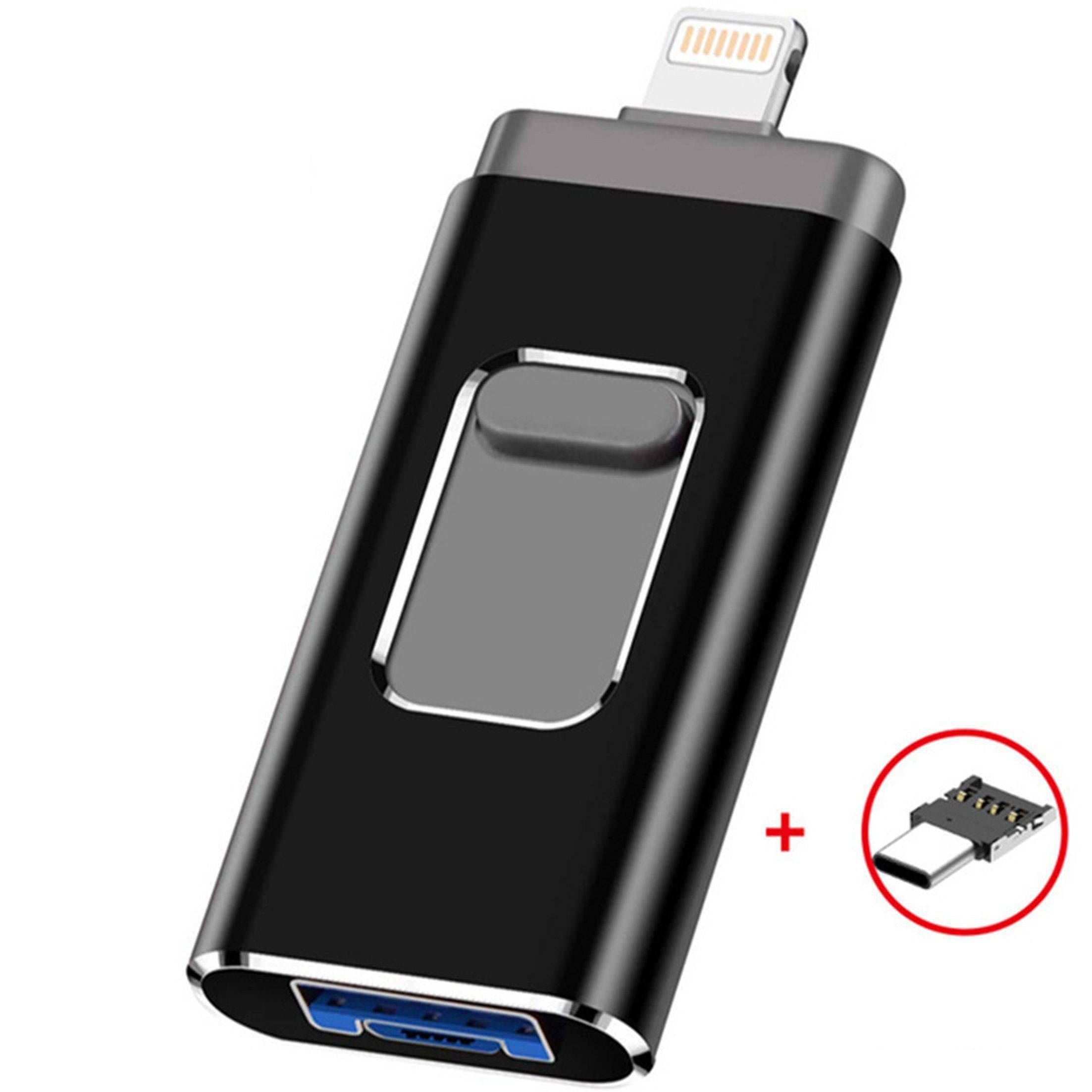 KINSI Usb-накопители,Flash-Laufwerk für PC/andriod/ios/Type-C Handy,128GB USB-Flash-Laufwerk (USB 3.0, 4-in-1-Adapter USB-Stick,USB3.0+OTG)