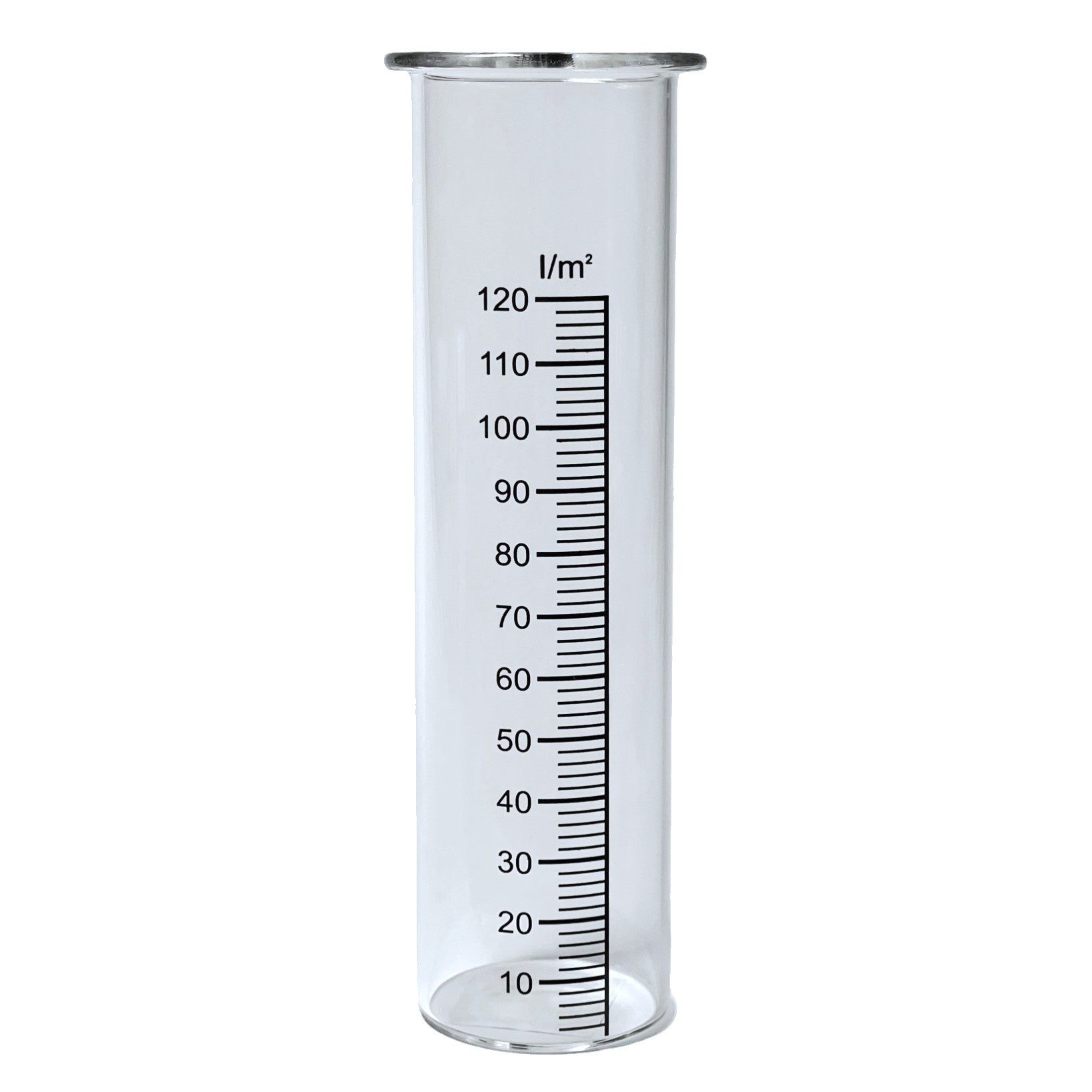 Dragimex REGENMESSER Niederschlagsmesser aus Glas Ca 15 cm hoch. Skala 120 l/m² Regenmesser