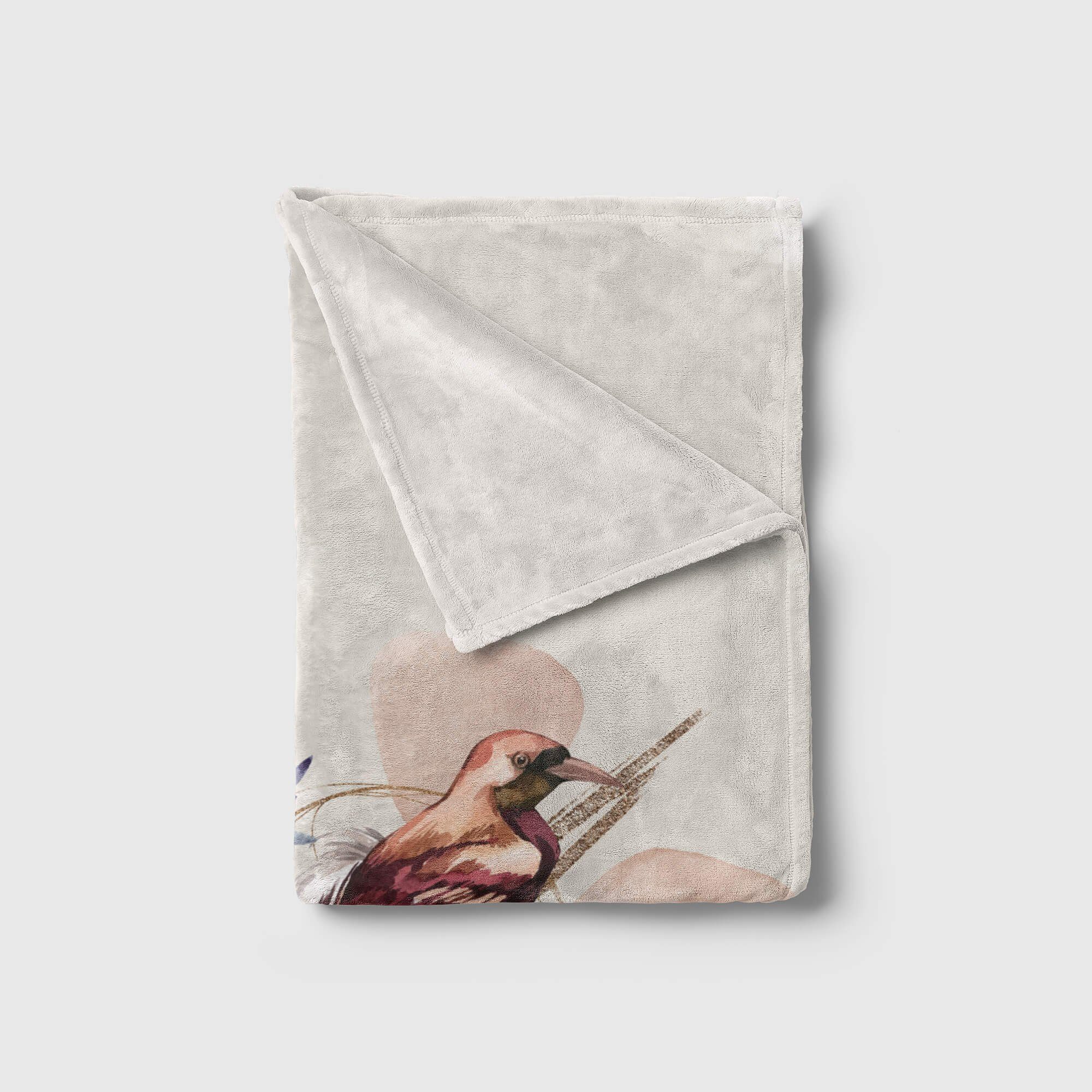 Sinus Art Handtücher Handtuch Duschhandtu, Handtuch Kunstvoll Strandhandtuch Baumwolle-Polyester-Mix Motiv Vogel Saunatuch schönes Blumen (1-St), Kuscheldecke