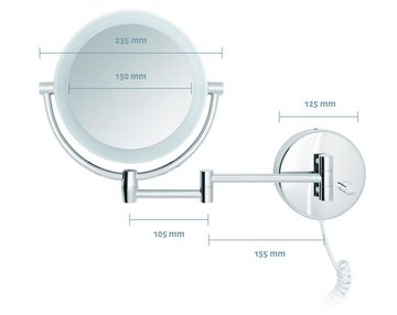 Libaro Kosmetikspiegel Modena, LED Kosmetikspiegel, Vergrößerung 5x / 10x 2-seitig, 360°, Dimmer