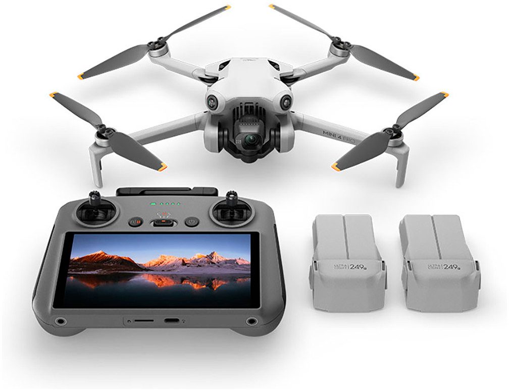 DJI Mini 4 Pro Fly More Combo (DJI RC 2) (GL) Drohne (4K Ultra HD, DJI RC 2 Fernsteuerung, 3 Akkus, Ladestation und Umhängetasche)