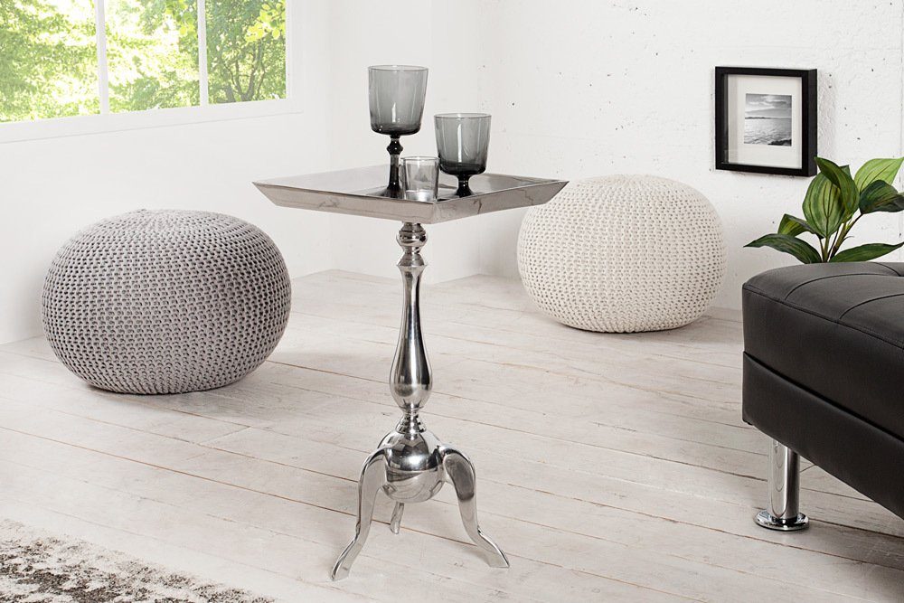 riess-ambiente Beistelltisch TRAYFUL 55cm silber, Metall · Tablett-Tisch · Orientalischer Stil · Handarbeit