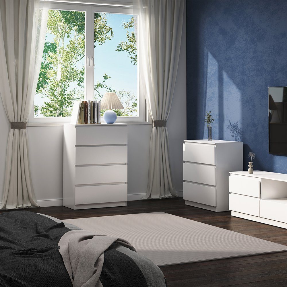 Vicco Kommode Calisto, Weiß/Weiß, 70 x 102 cm