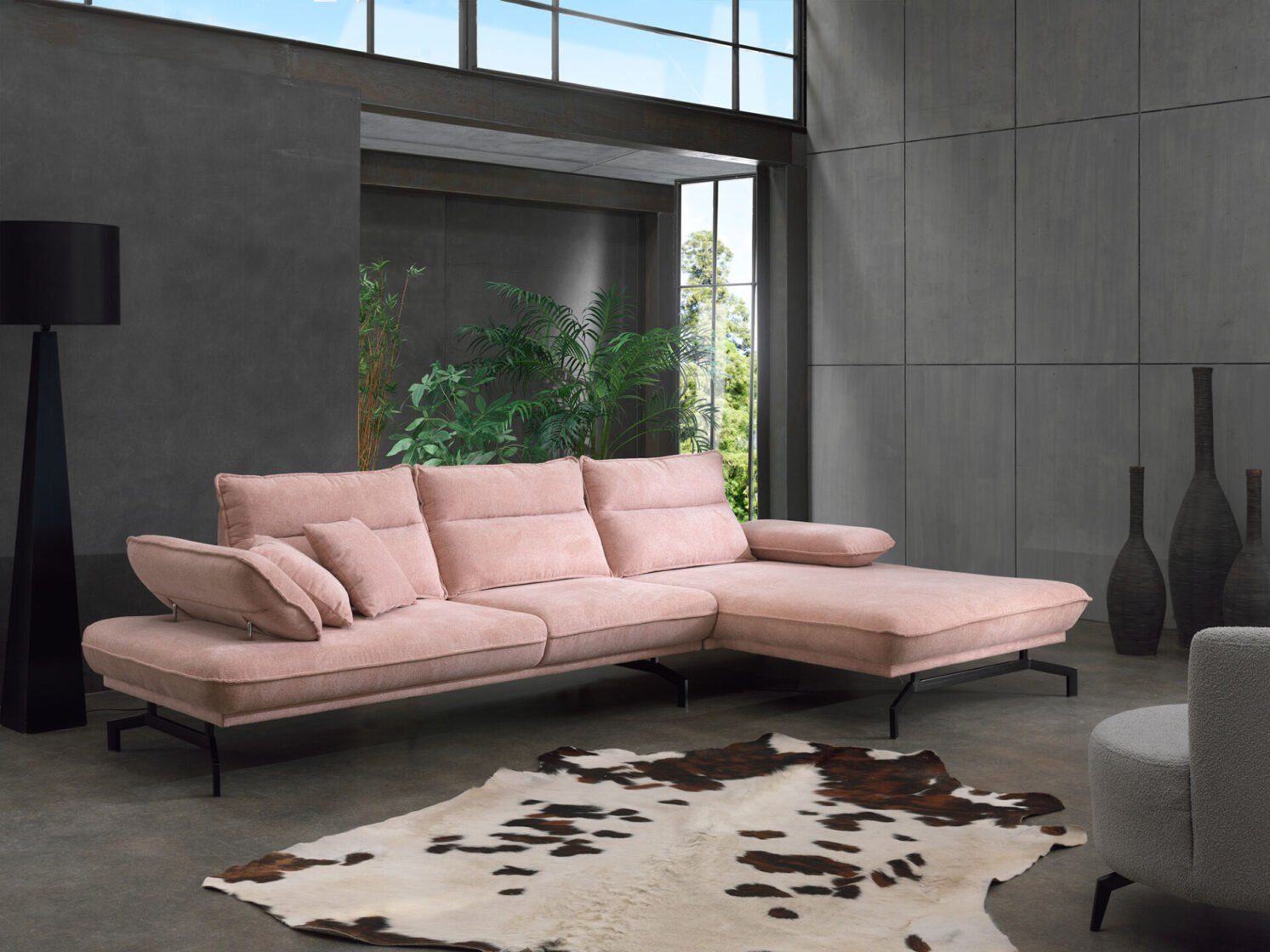 Möbeldreams Ecksofa Premium Ecksofa Glamour, Verstellbare Armlehne