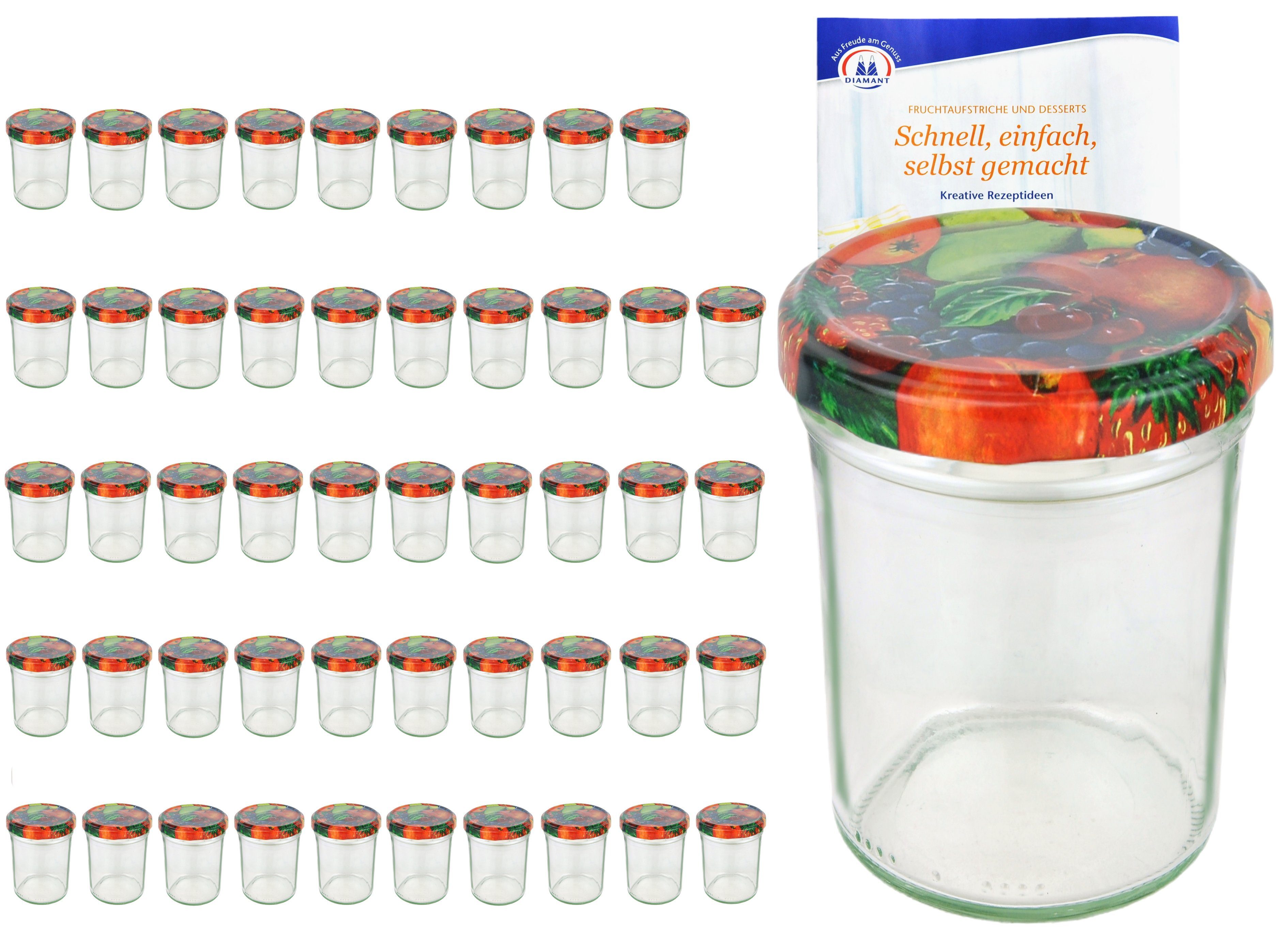 Obst MamboCat ml Set Dekor HOCH 50er 66 incl Einmachglas Sturzglas Glas Rezeptheft, To 230 Deckel