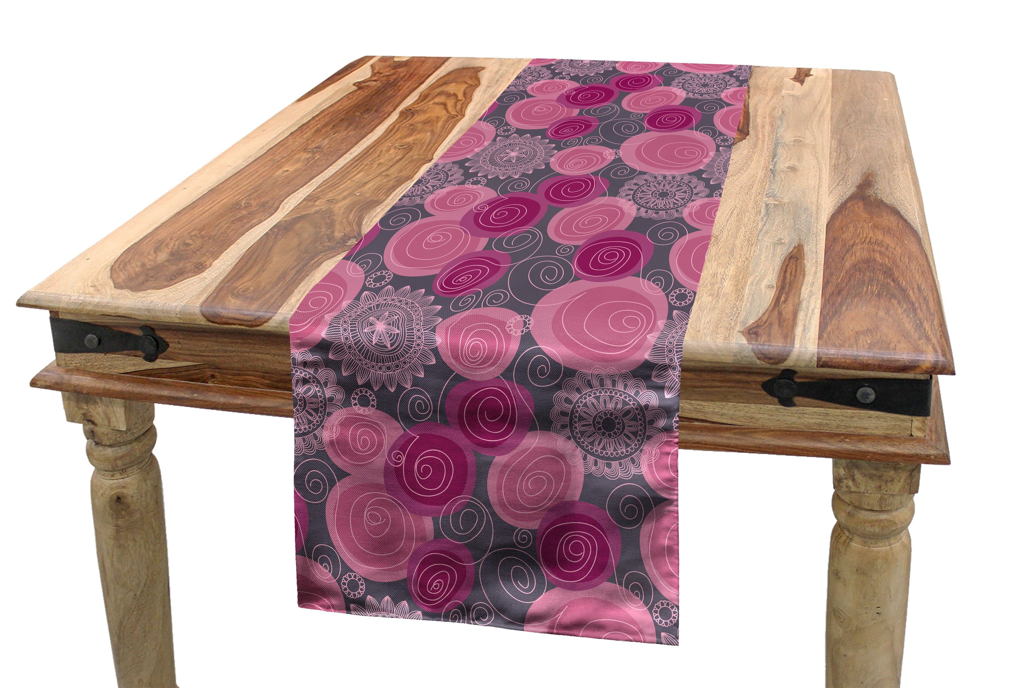 und Rosa Kreis Dekorativer Grau Tischläufer Esszimmer Tischläufer, Rechteckiger gewirbelte Lace Küche Abakuhaus