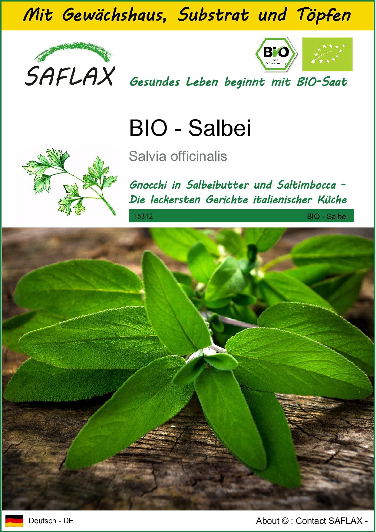 SAFLAX Kräutersamen SAFLAX - Anzuchtset - BIO - Salbei