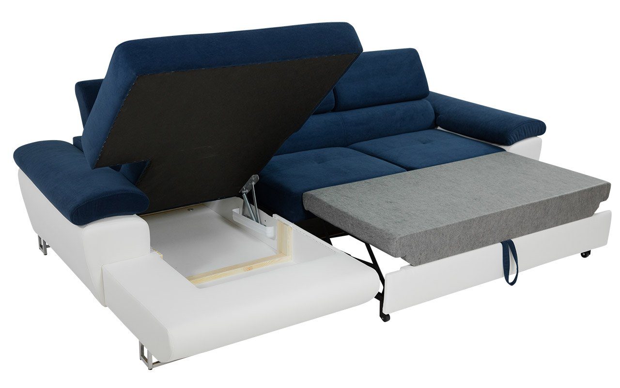 Premium, Polsterecke und Bettkasten, Wohnlandschaft Ecksofa MIRJAN24 Einstellbare Cotere mit Schlaffunktion Kopfstützen, mit Mini