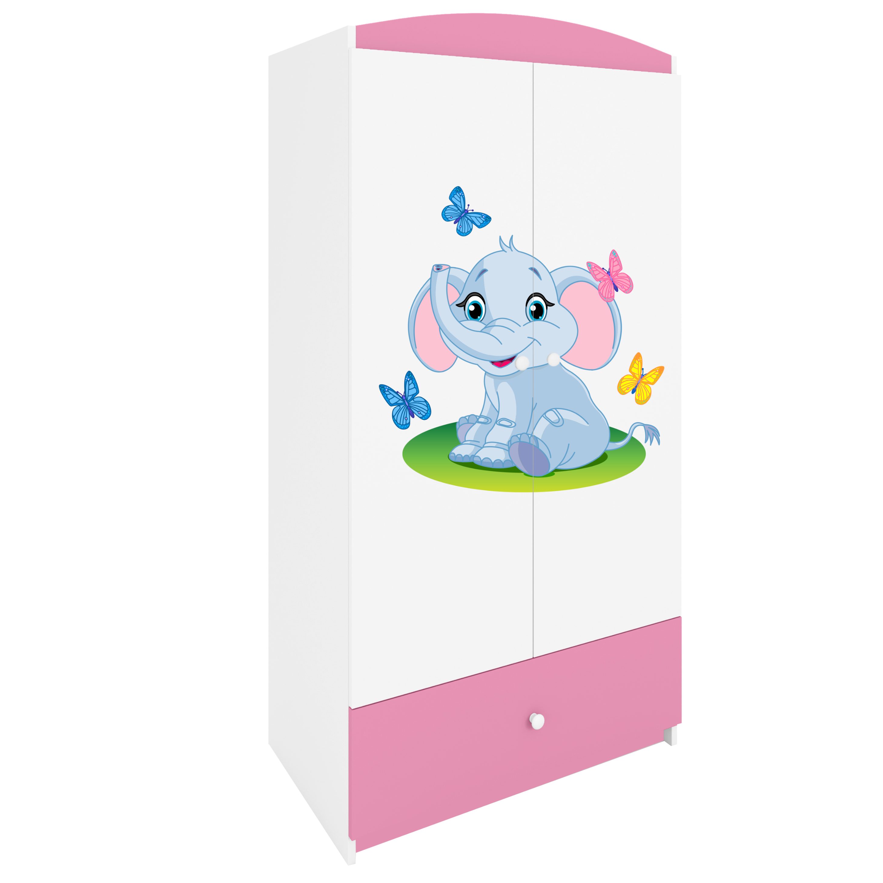 Raumhirsch Furniture Kinderkleiderschrank mit Tiermotiven - Kleiderschrank für Kinder (Kinderzimmerschrank für Jungen & Mädchen, Mit Ablagefächern & Kleiderstange) neutrale Motive, langlebig, verschiedene Farben & Designs